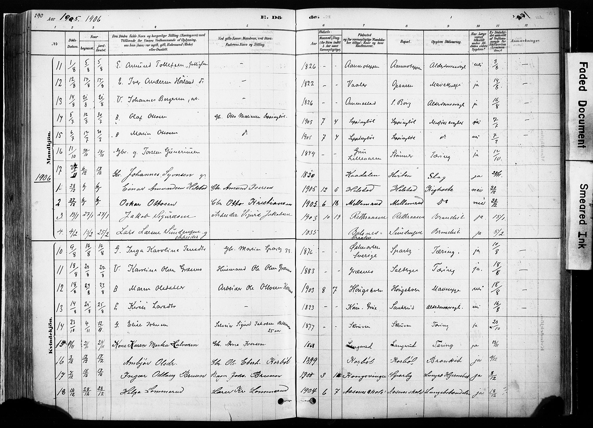Hof prestekontor, SAH/PREST-038/H/Ha/Haa/L0010: Parish register (official) no. 10, 1878-1909, p. 290