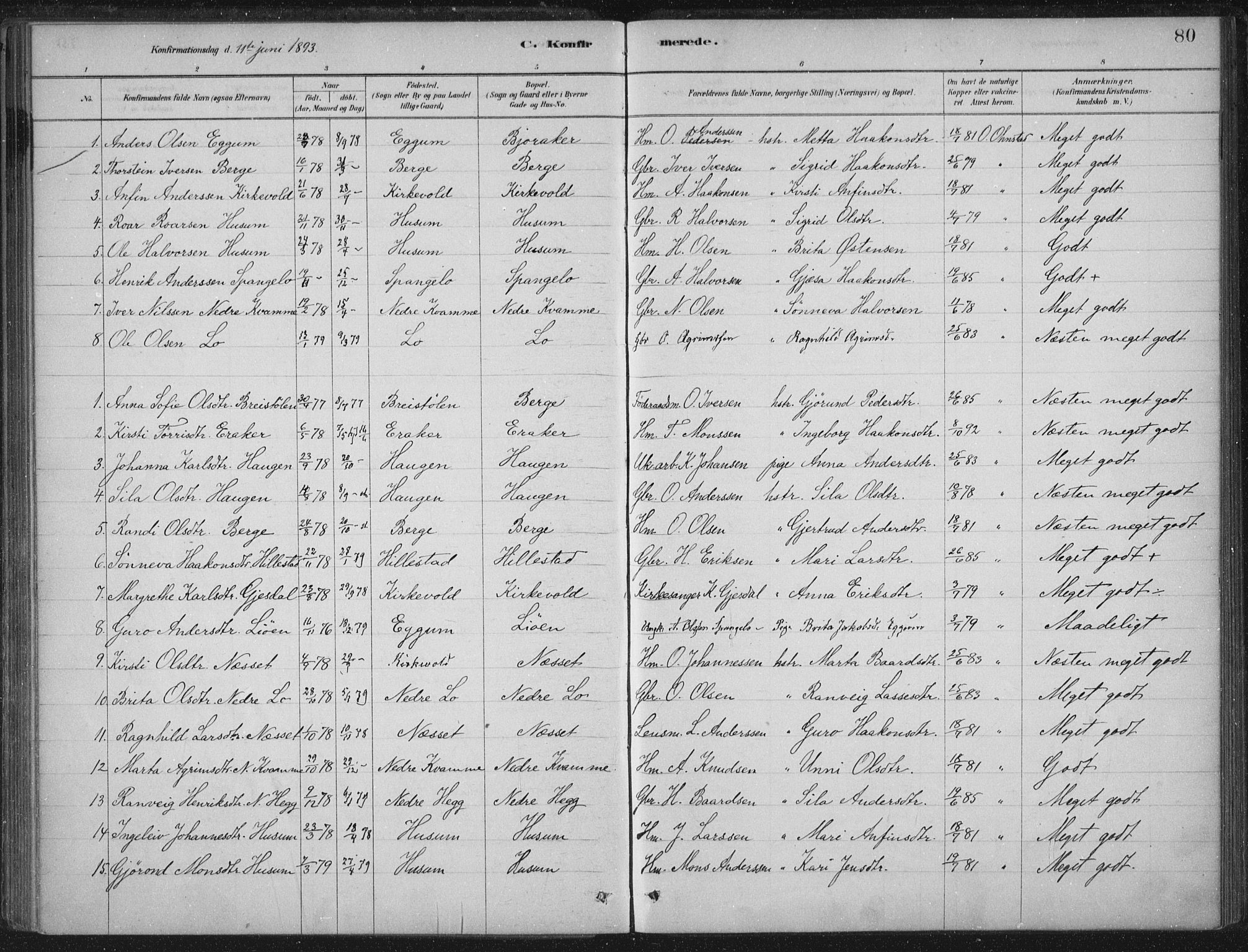 Lærdal sokneprestembete, AV/SAB-A-81201: Parish register (official) no. C  1, 1878-1911, p. 80