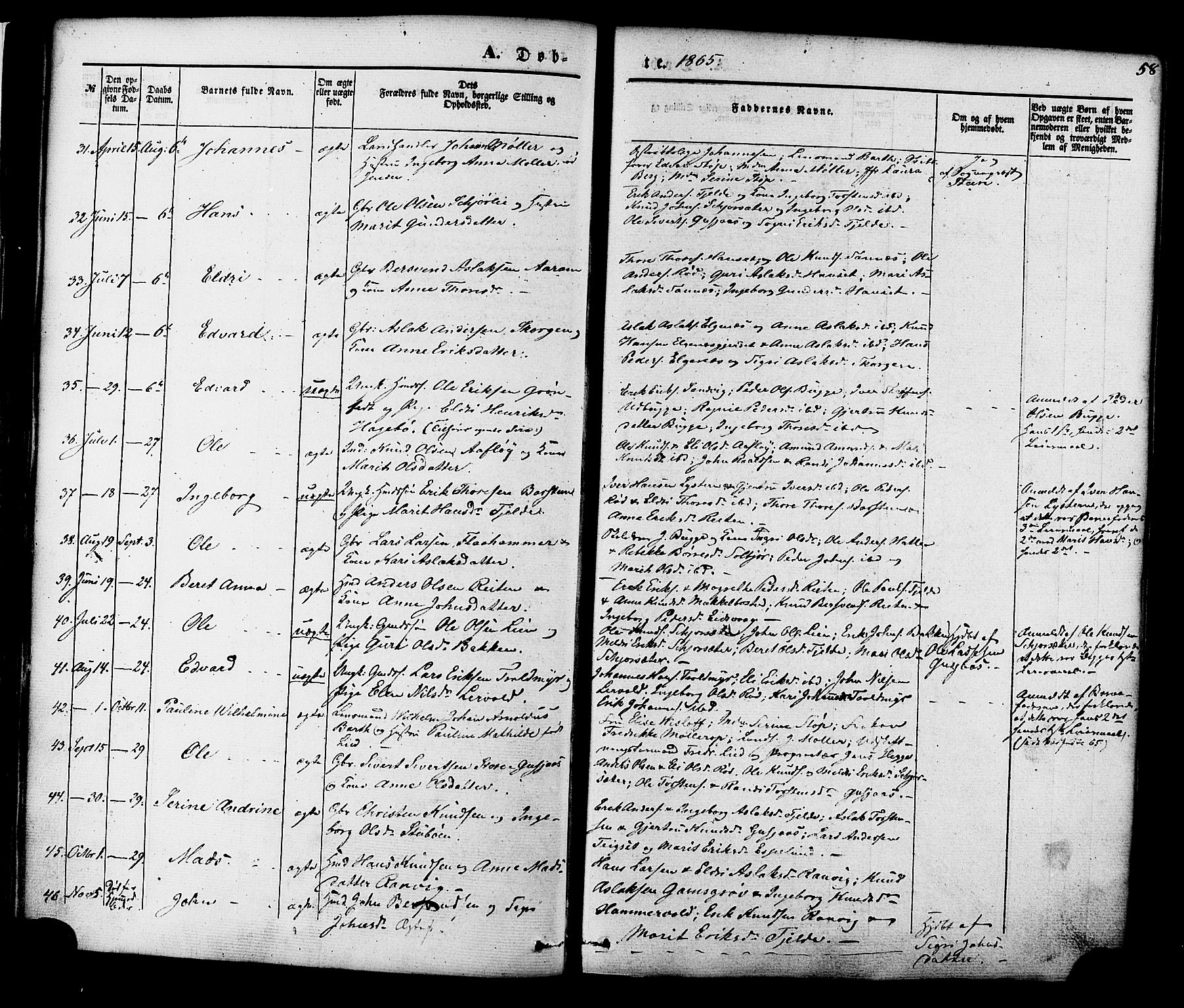 Ministerialprotokoller, klokkerbøker og fødselsregistre - Møre og Romsdal, SAT/A-1454/551/L0625: Parish register (official) no. 551A05, 1846-1879, p. 58