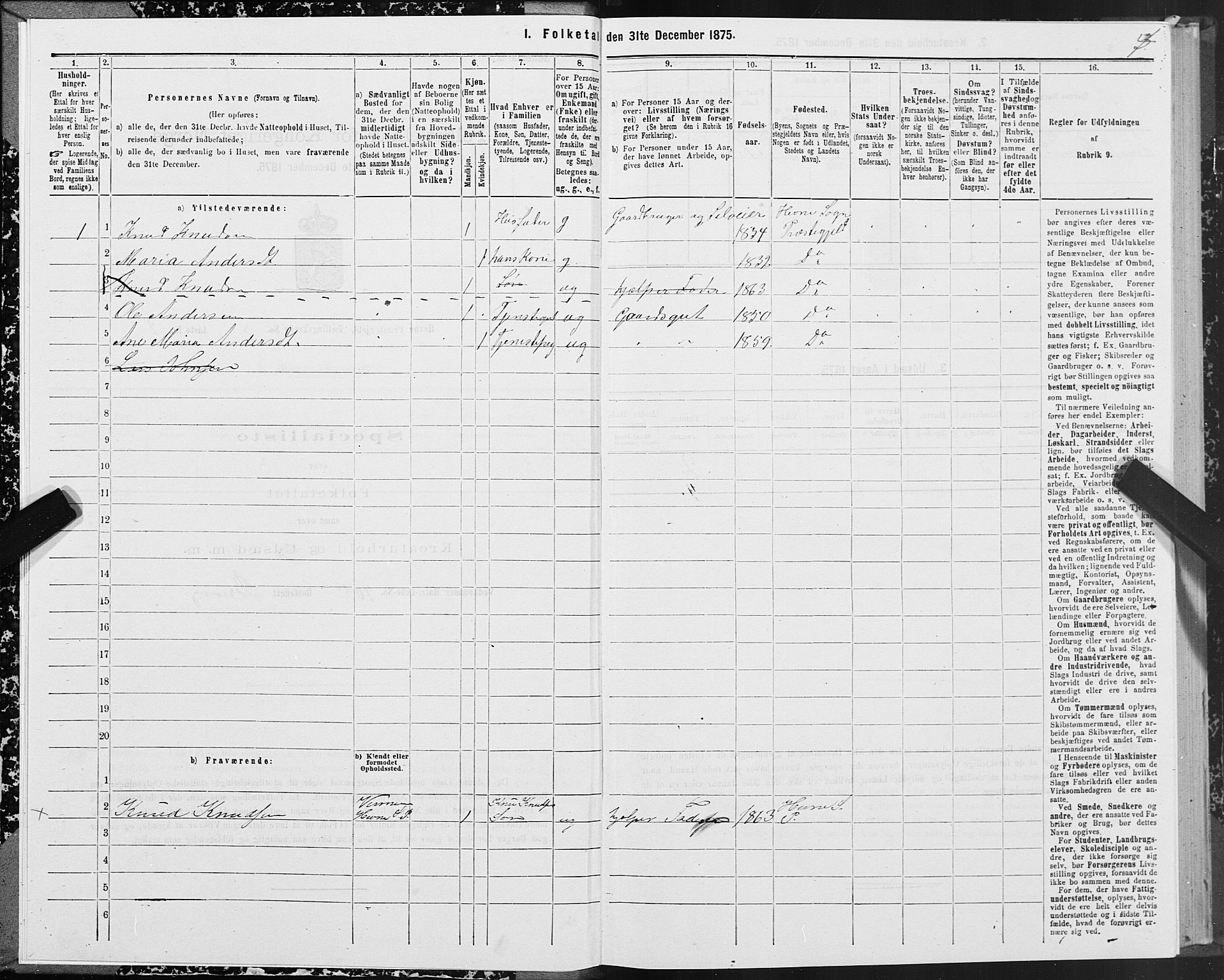 SAT, 1875 census for 1612P Hemne, 1875, p. 2004