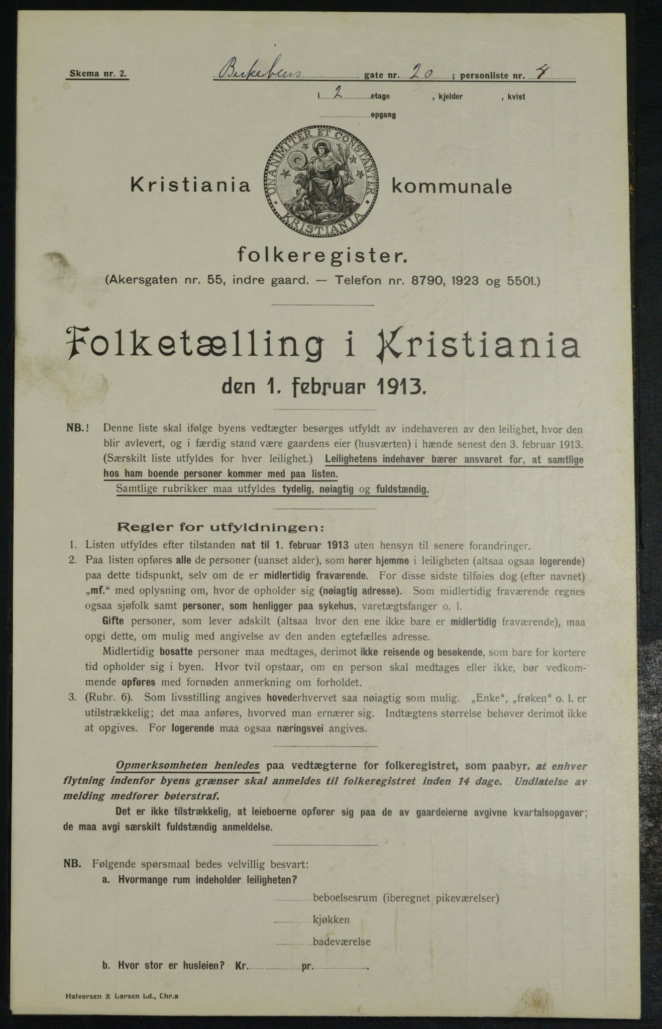 OBA, Municipal Census 1913 for Kristiania, 1913, p. 4873