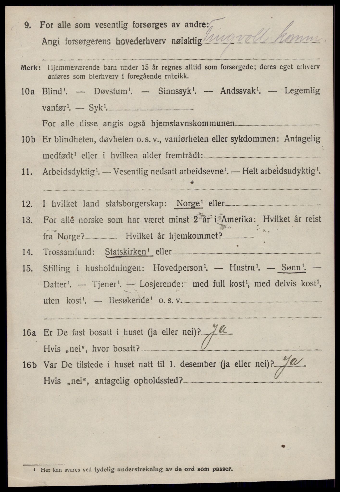 SAT, 1920 census for Tingvoll, 1920, p. 5719