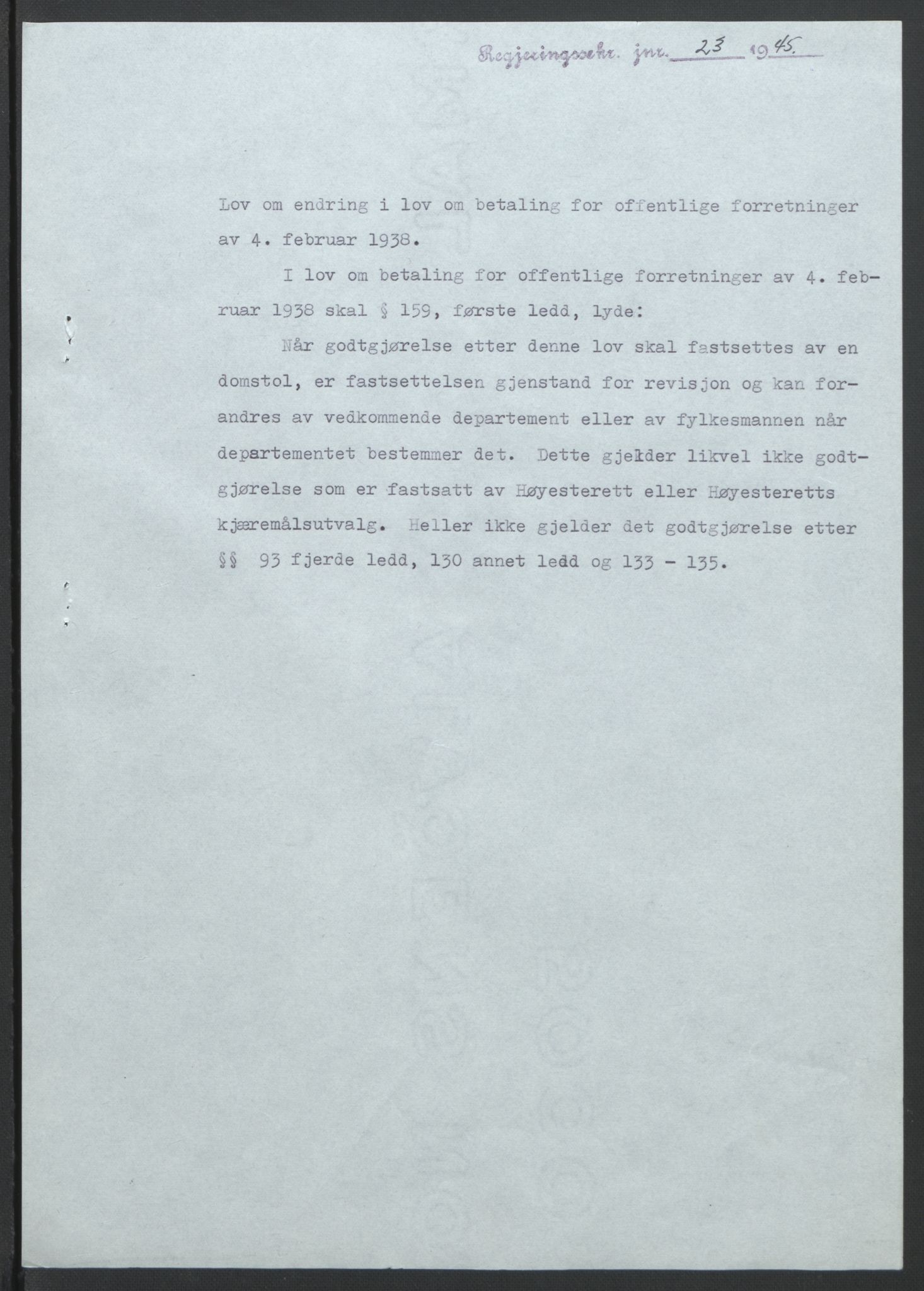 NS-administrasjonen 1940-1945 (Statsrådsekretariatet, de kommisariske statsråder mm), AV/RA-S-4279/D/Db/L0101/0001: -- / Lover og vedtak, 1945, p. 51