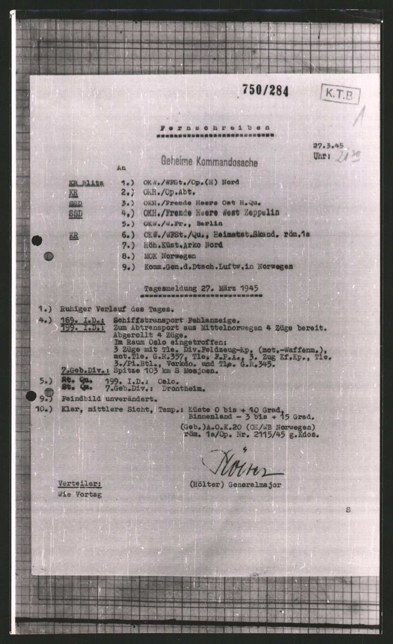 Forsvarets Overkommando. 2 kontor. Arkiv 11.4. Spredte tyske arkivsaker, AV/RA-RAFA-7031/D/Dar/Dara/L0008: Krigsdagbøker for 20. Gebirgs-Armee-Oberkommando (AOK 20), 1945, p. 697