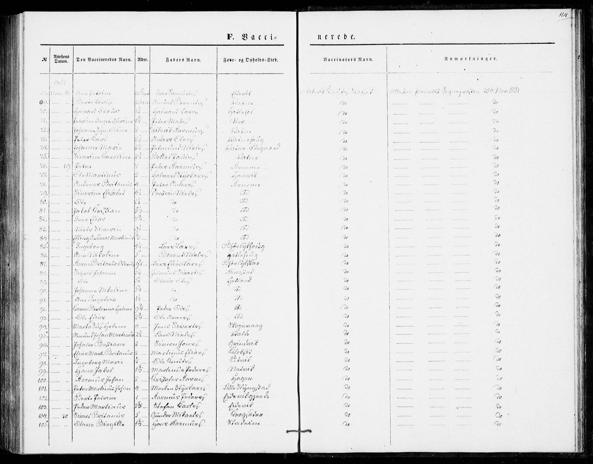 Ministerialprotokoller, klokkerbøker og fødselsregistre - Møre og Romsdal, SAT/A-1454/524/L0353: Parish register (official) no. 524A05, 1848-1856, p. 114