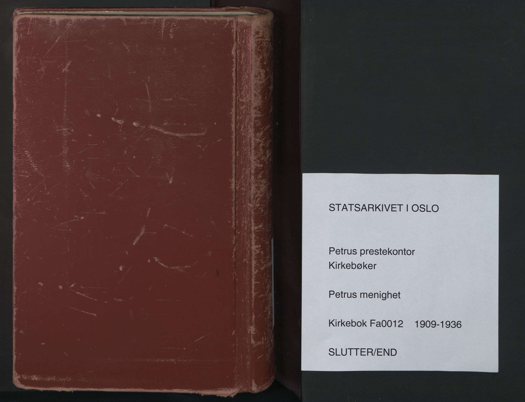 Petrus prestekontor Kirkebøker, AV/SAO-A-10872/F/Fa/L0012: Parish register (official) no. 12, 1909-1936