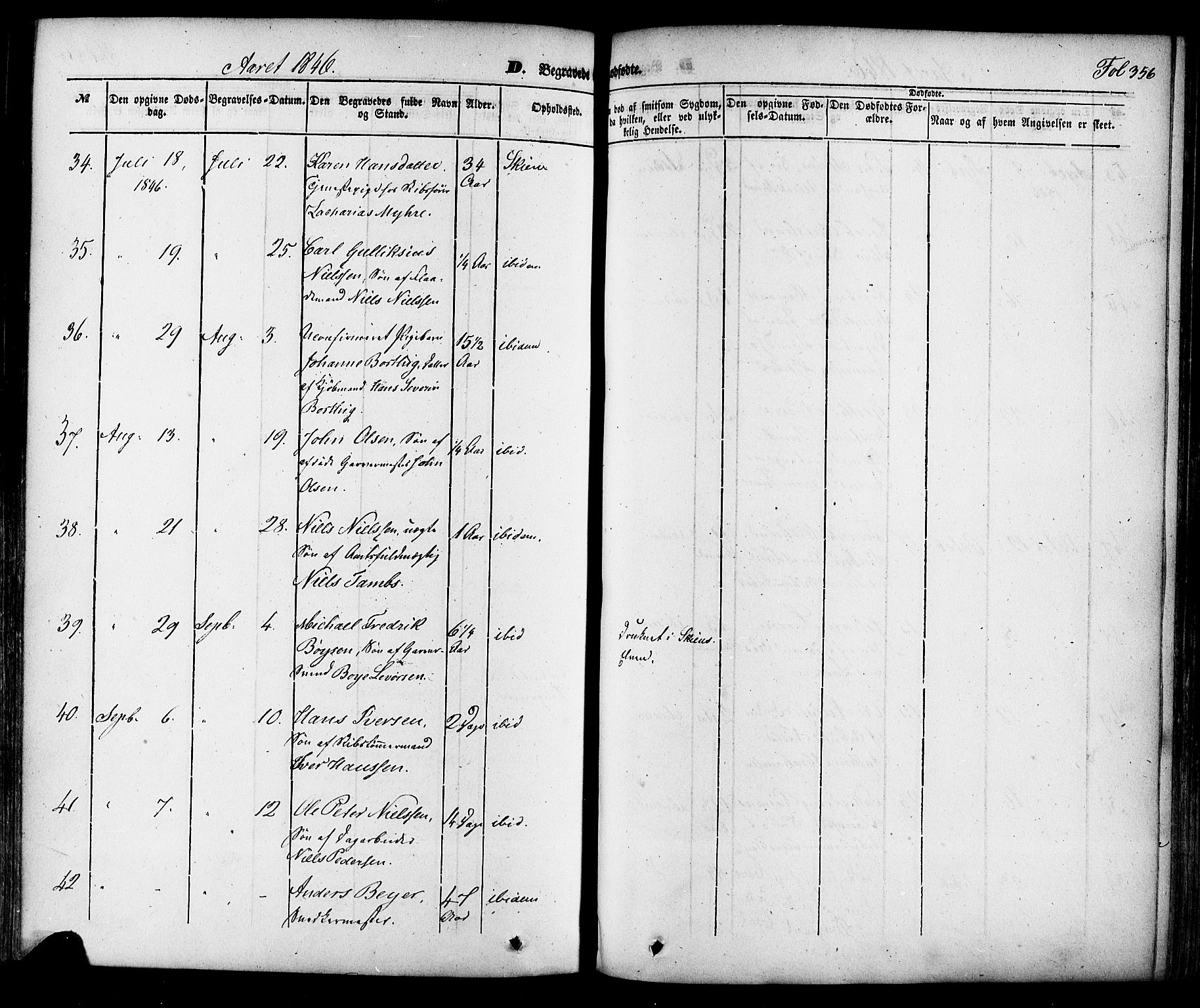 Skien kirkebøker, AV/SAKO-A-302/F/Fa/L0006a: Parish register (official) no. 6A, 1843-1856, p. 356