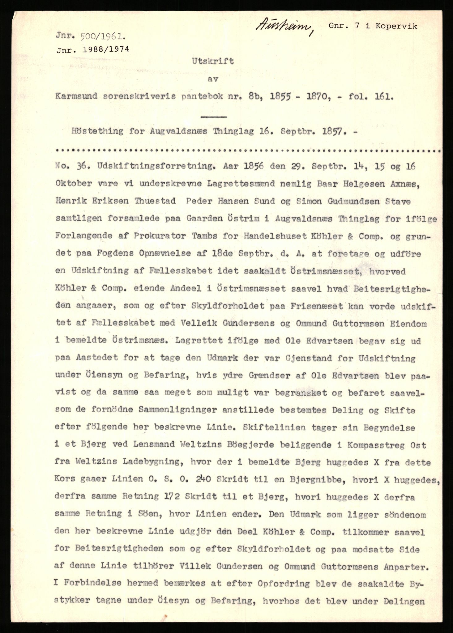 Statsarkivet i Stavanger, AV/SAST-A-101971/03/Y/Yj/L0005: Avskrifter sortert etter gårdsnavn: Austreim - Avinskei, 1750-1930, p. 30