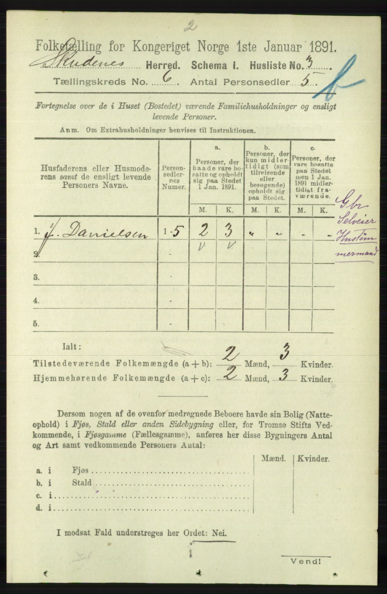 RA, 1891 census for 1150 Skudenes, 1891, p. 5561