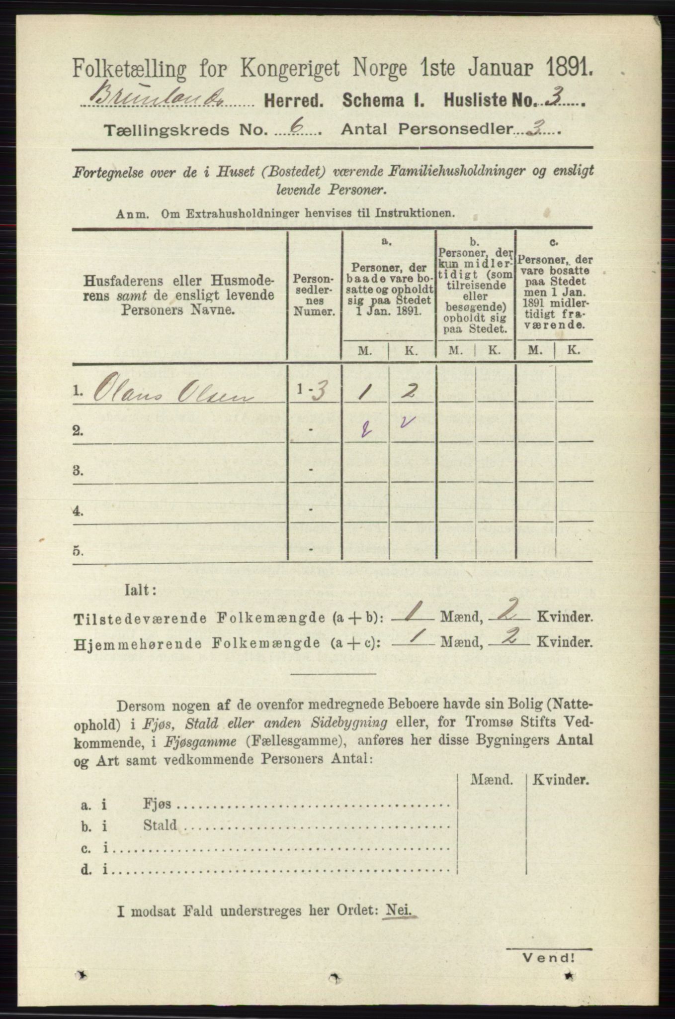 RA, 1891 census for 0726 Brunlanes, 1891, p. 2576