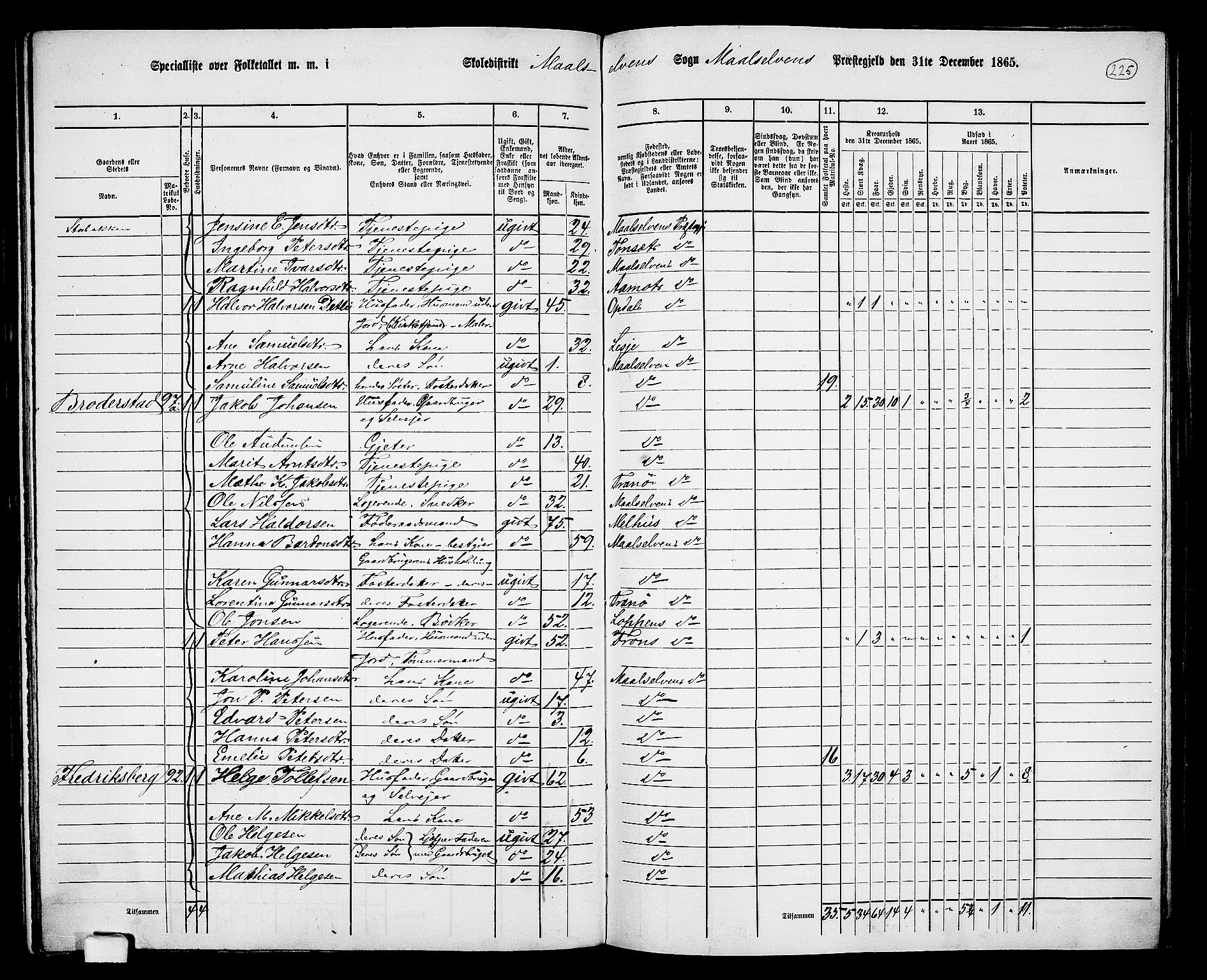 RA, 1865 census for Målselv, 1865, p. 53