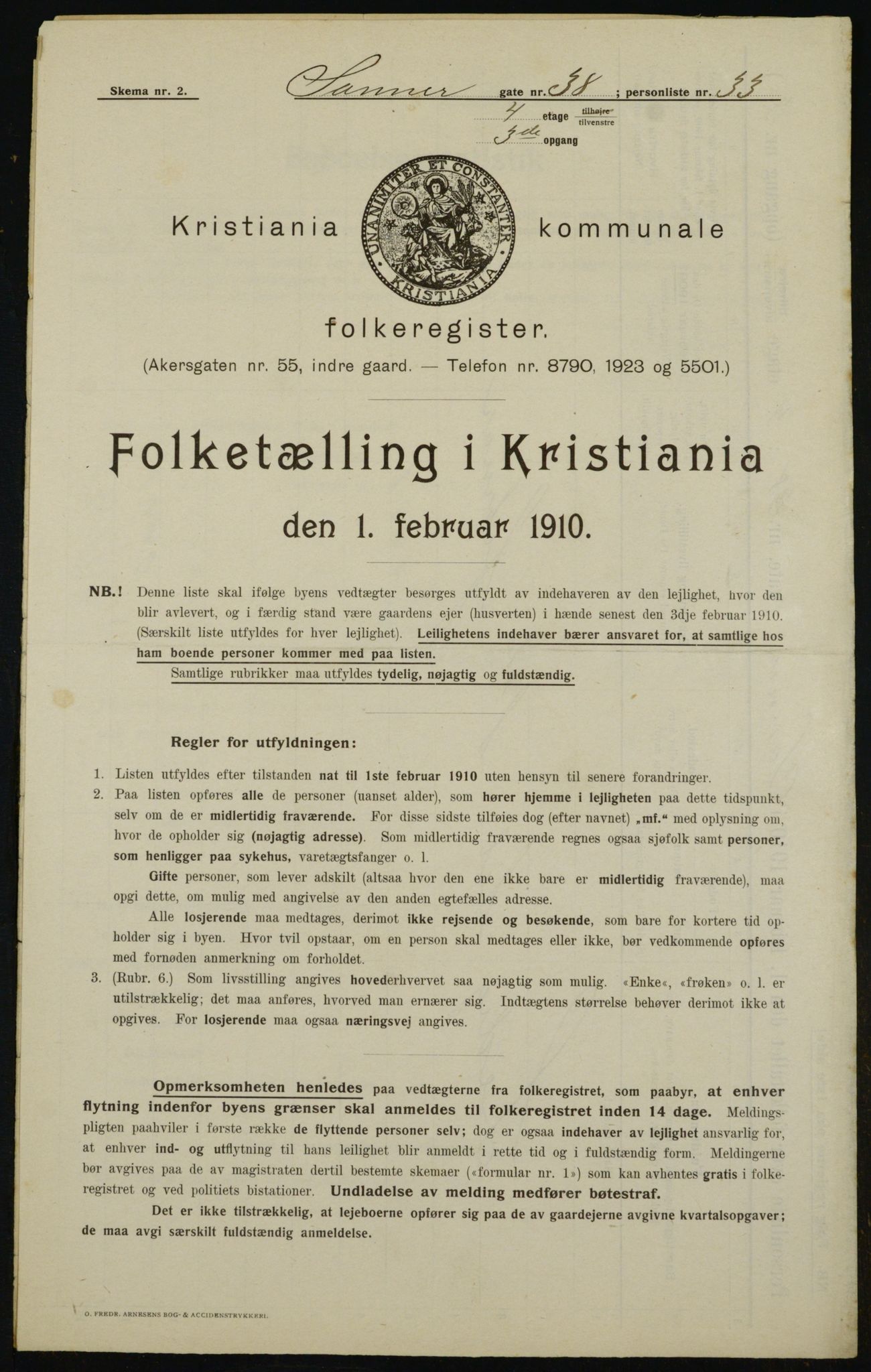 OBA, Municipal Census 1910 for Kristiania, 1910, p. 85149