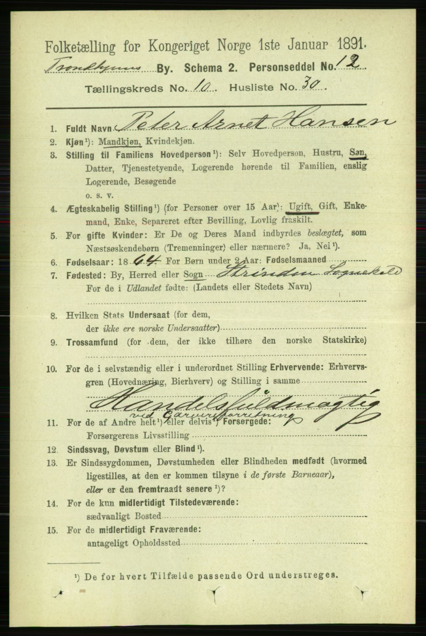 RA, 1891 census for 1601 Trondheim, 1891, p. 9232