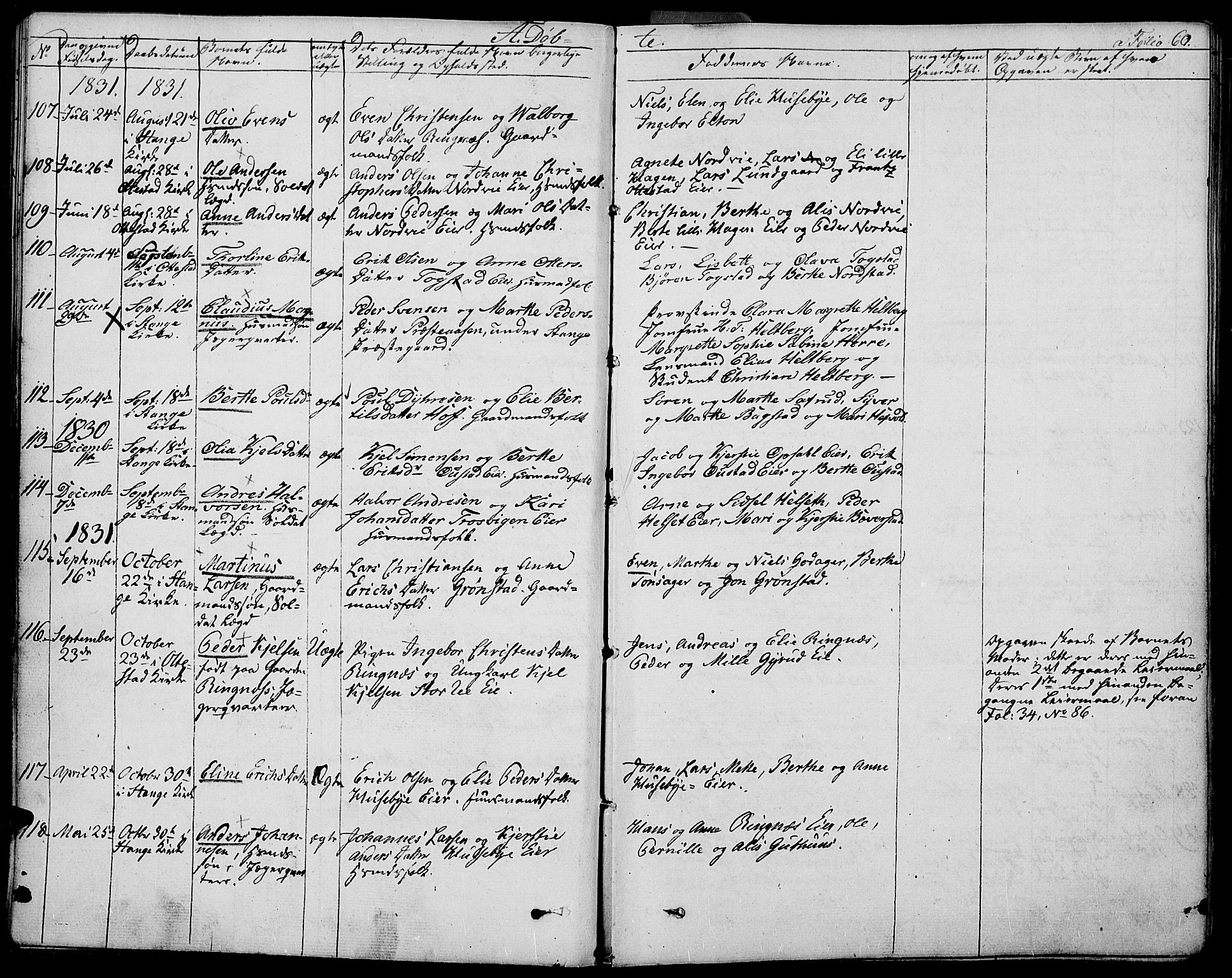 Stange prestekontor, AV/SAH-PREST-002/K/L0009: Parish register (official) no. 9, 1826-1835, p. 60