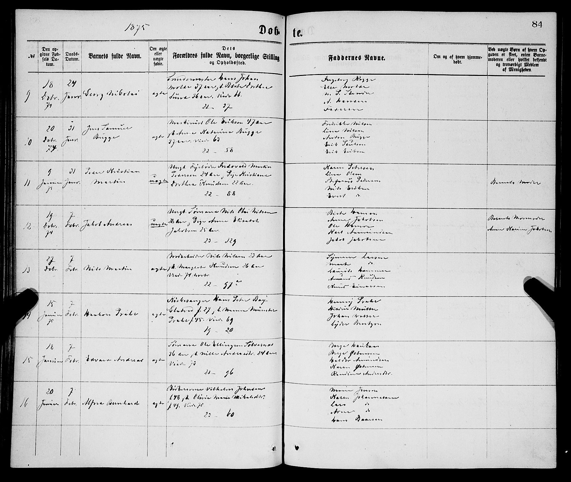 Korskirken sokneprestembete, SAB/A-76101/H/Haa/L0020: Parish register (official) no. B 6, 1871-1878, p. 84