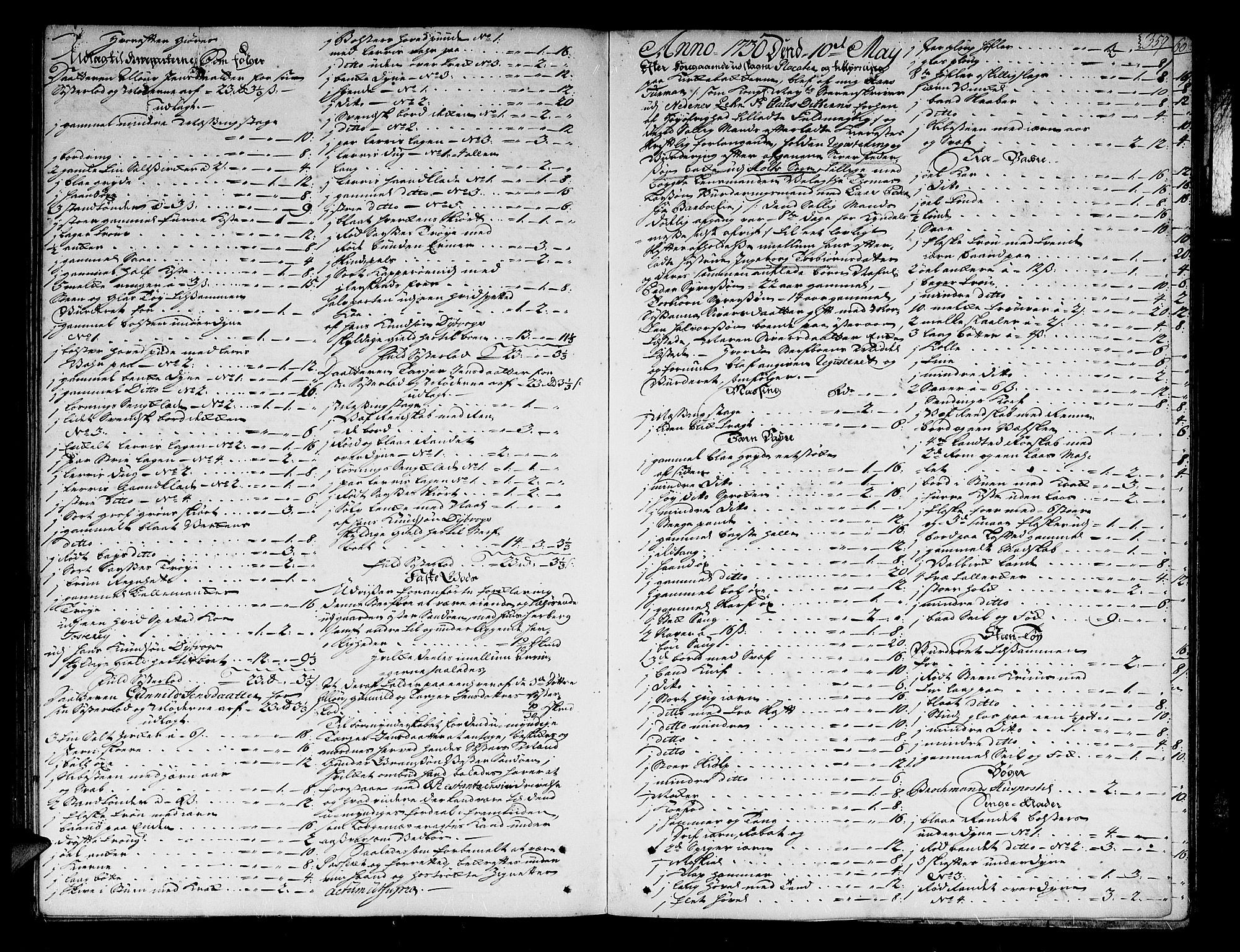 Nedenes sorenskriveri før 1824, SAK/1221-0007/H/Hc/L0012: Skifteprotokoll med register nr 10a, 1727-1730, p. 358b-359a
