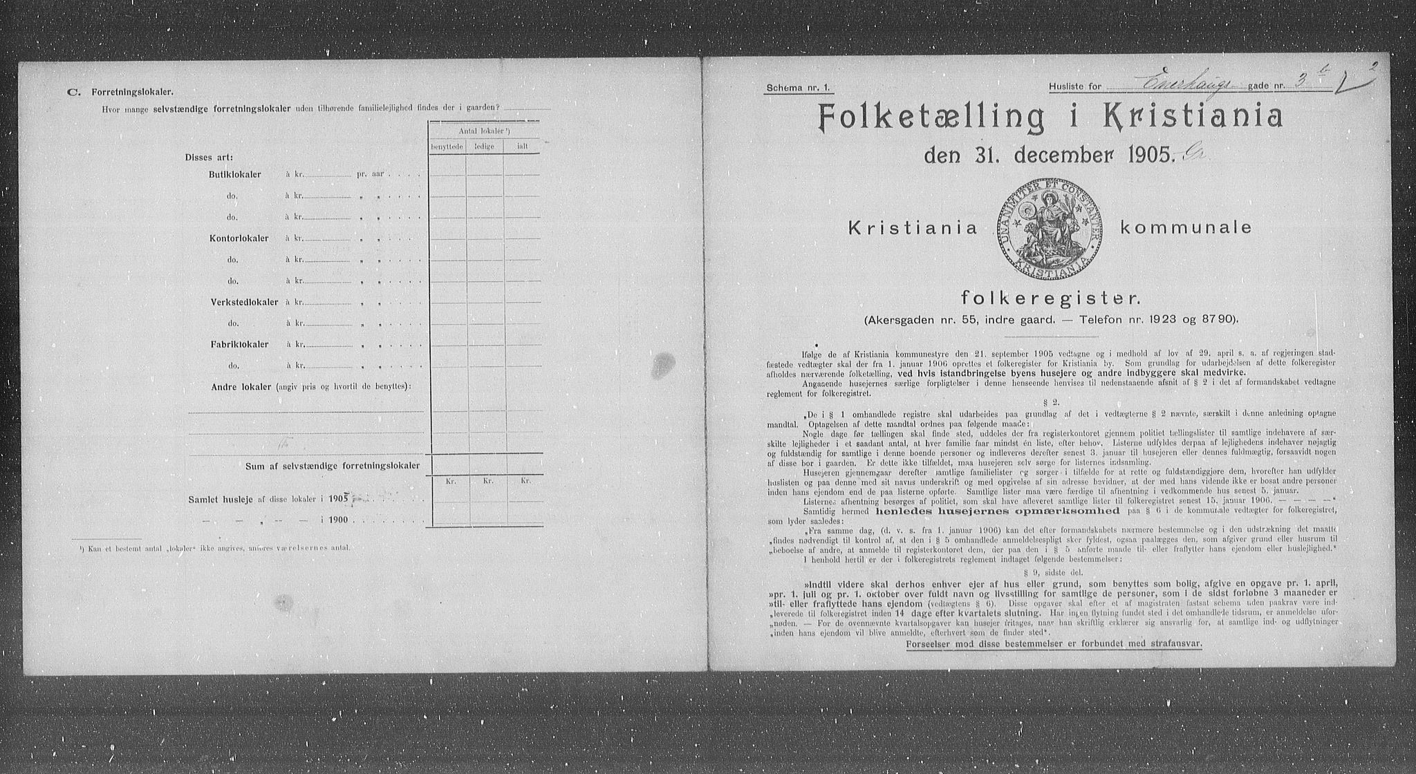 OBA, Municipal Census 1905 for Kristiania, 1905, p. 10855