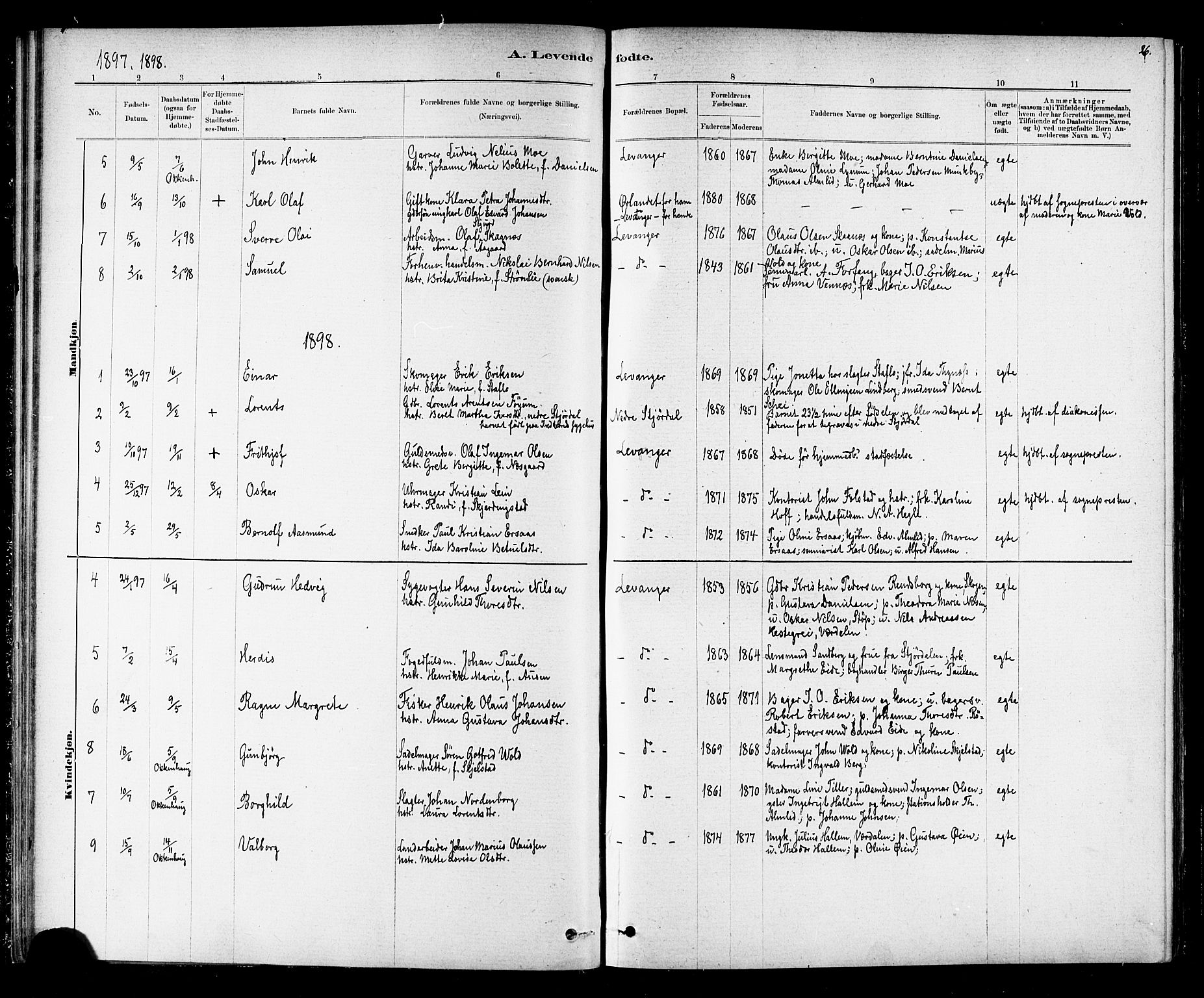 Ministerialprotokoller, klokkerbøker og fødselsregistre - Nord-Trøndelag, AV/SAT-A-1458/720/L0192: Parish register (copy) no. 720C01, 1880-1917, p. 26