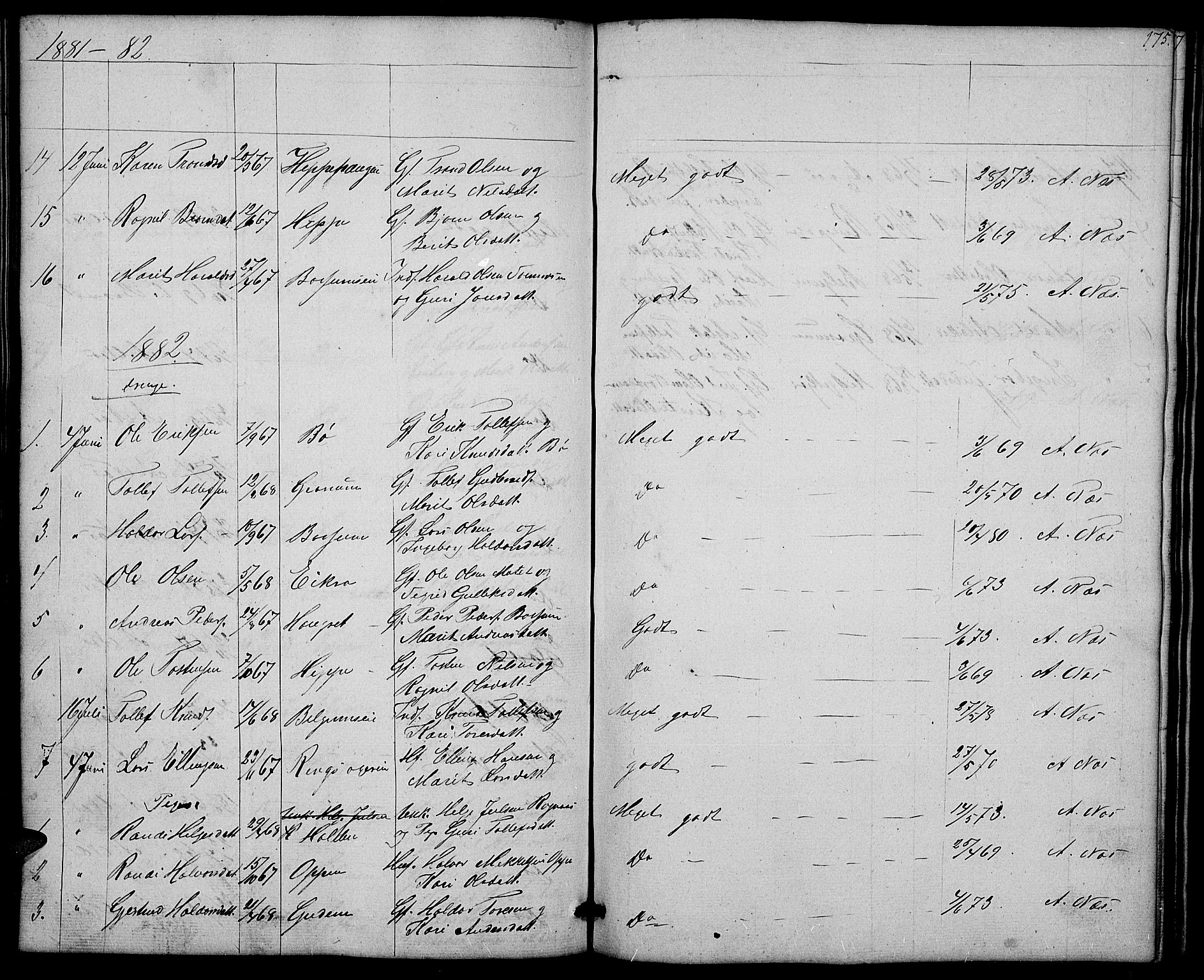 Nord-Aurdal prestekontor, SAH/PREST-132/H/Ha/Hab/L0004: Parish register (copy) no. 4, 1842-1882, p. 175