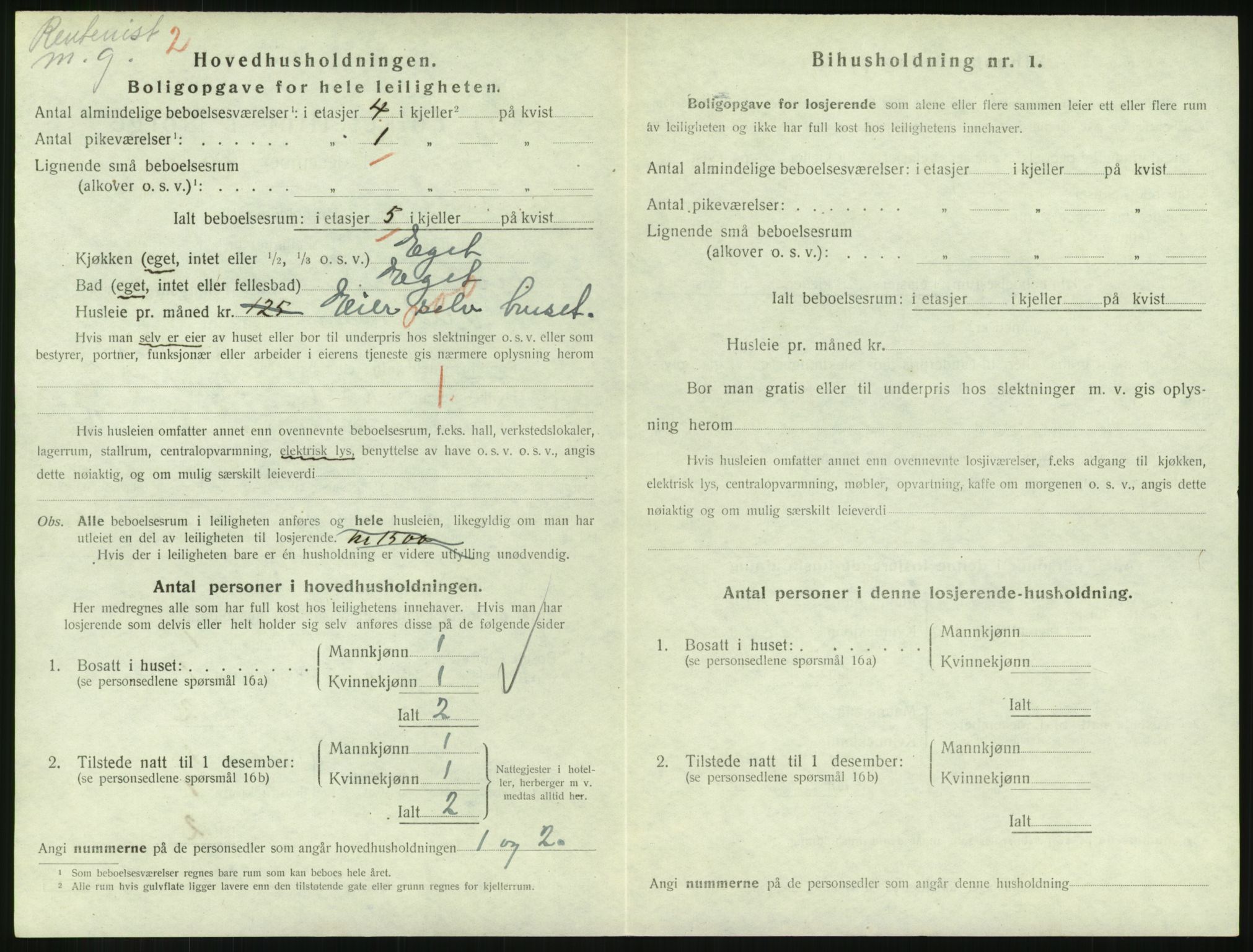 SAH, 1920 census for Lillehammer, 1920, p. 1681