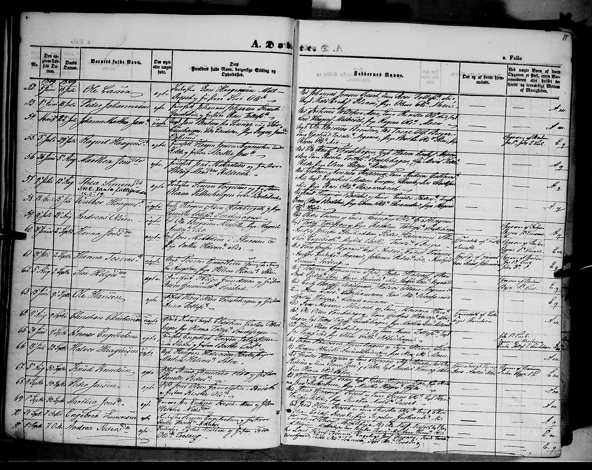 Åmot prestekontor, Hedmark, SAH/PREST-056/H/Ha/Haa/L0006: Parish register (official) no. 6, 1842-1861, p. 45