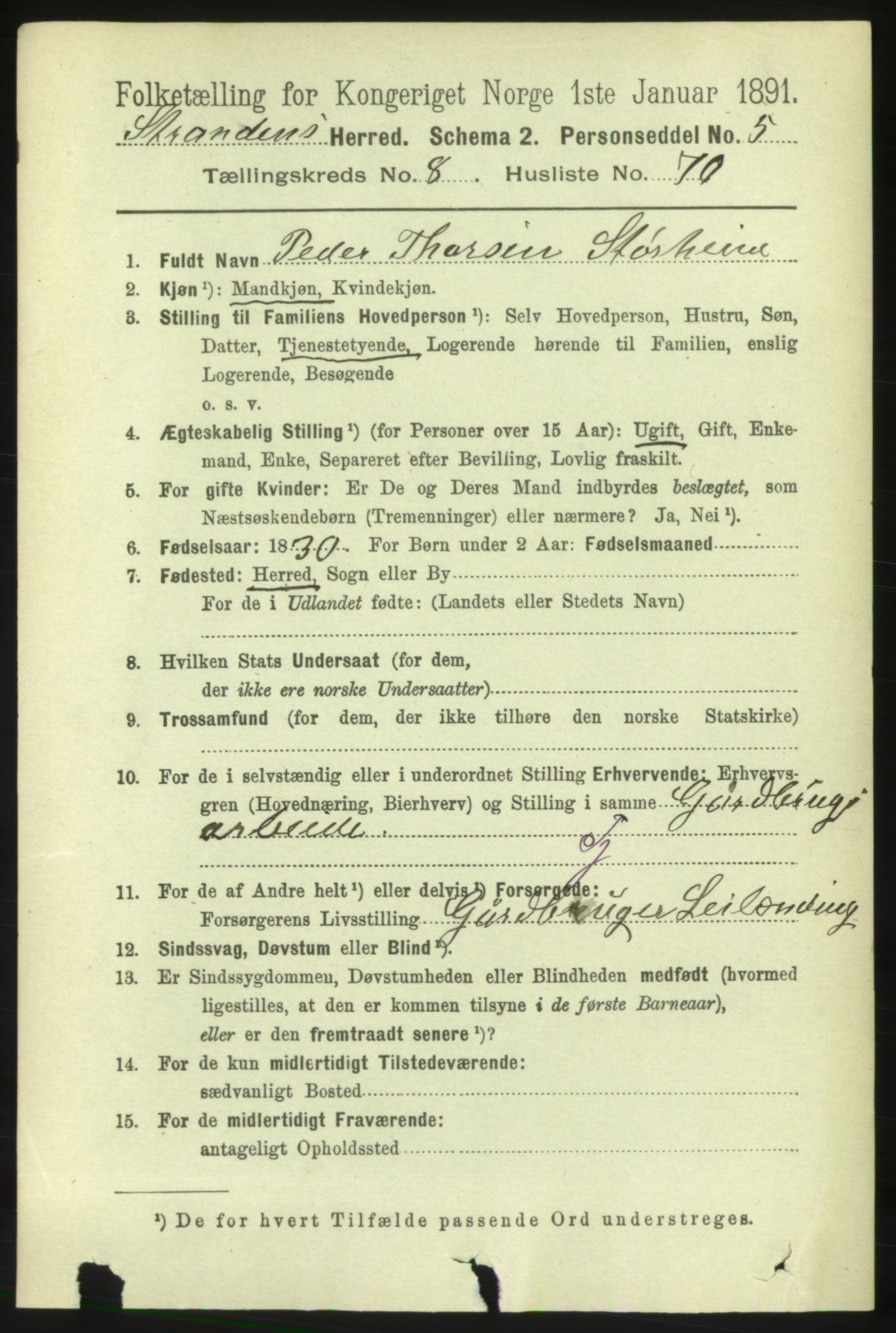 RA, 1891 census for 1525 Stranda, 1891, p. 2163