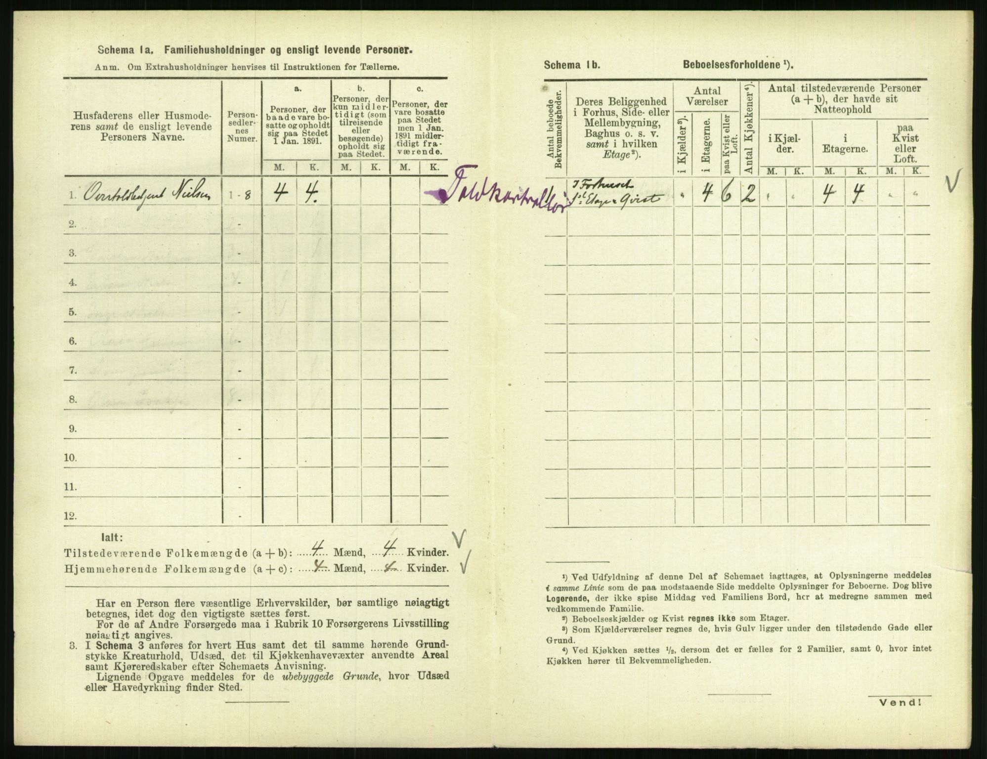 RA, 1891 census for 0801 Kragerø, 1891, p. 611