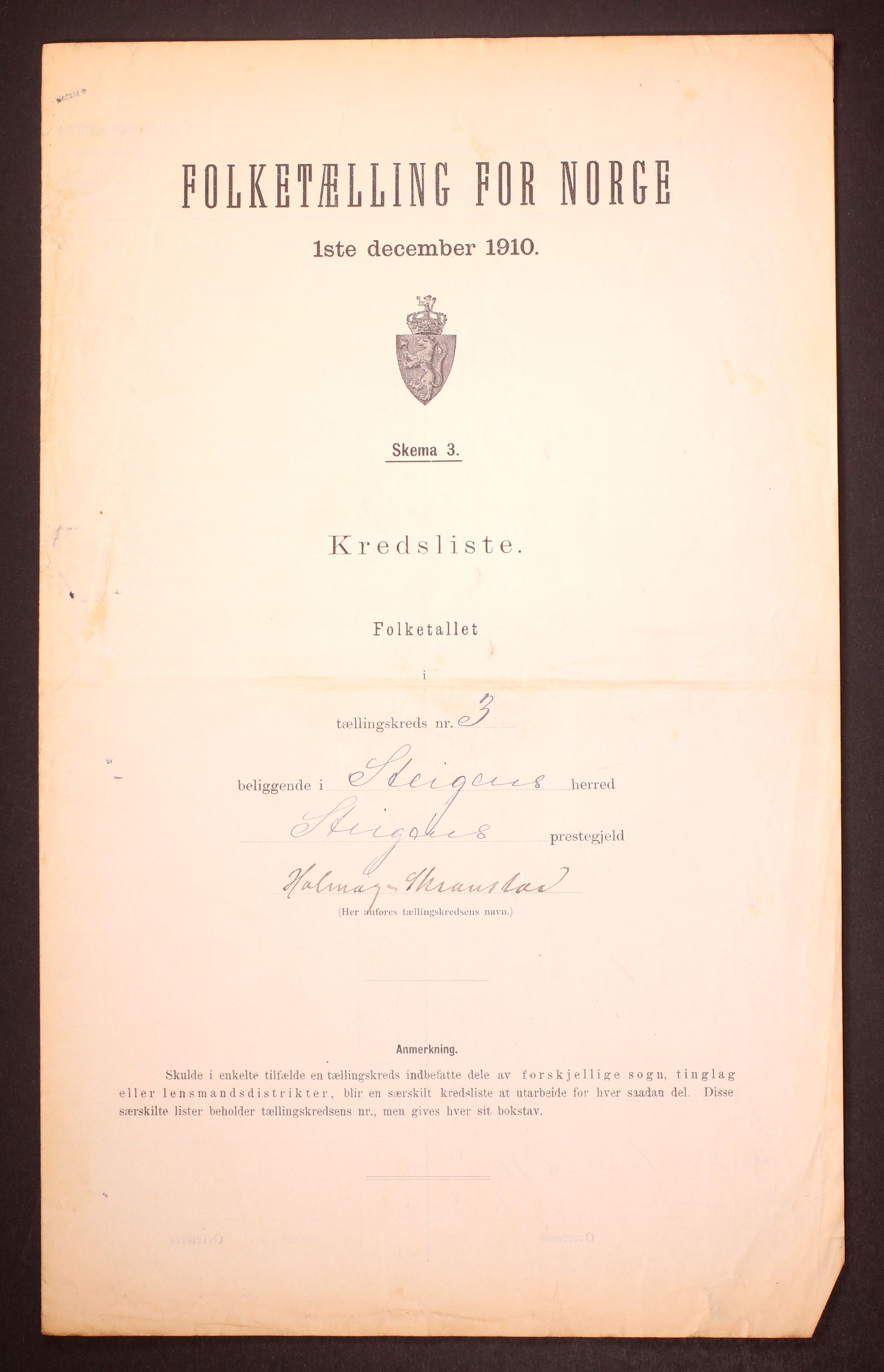 RA, 1910 census for Steigen, 1910, p. 10