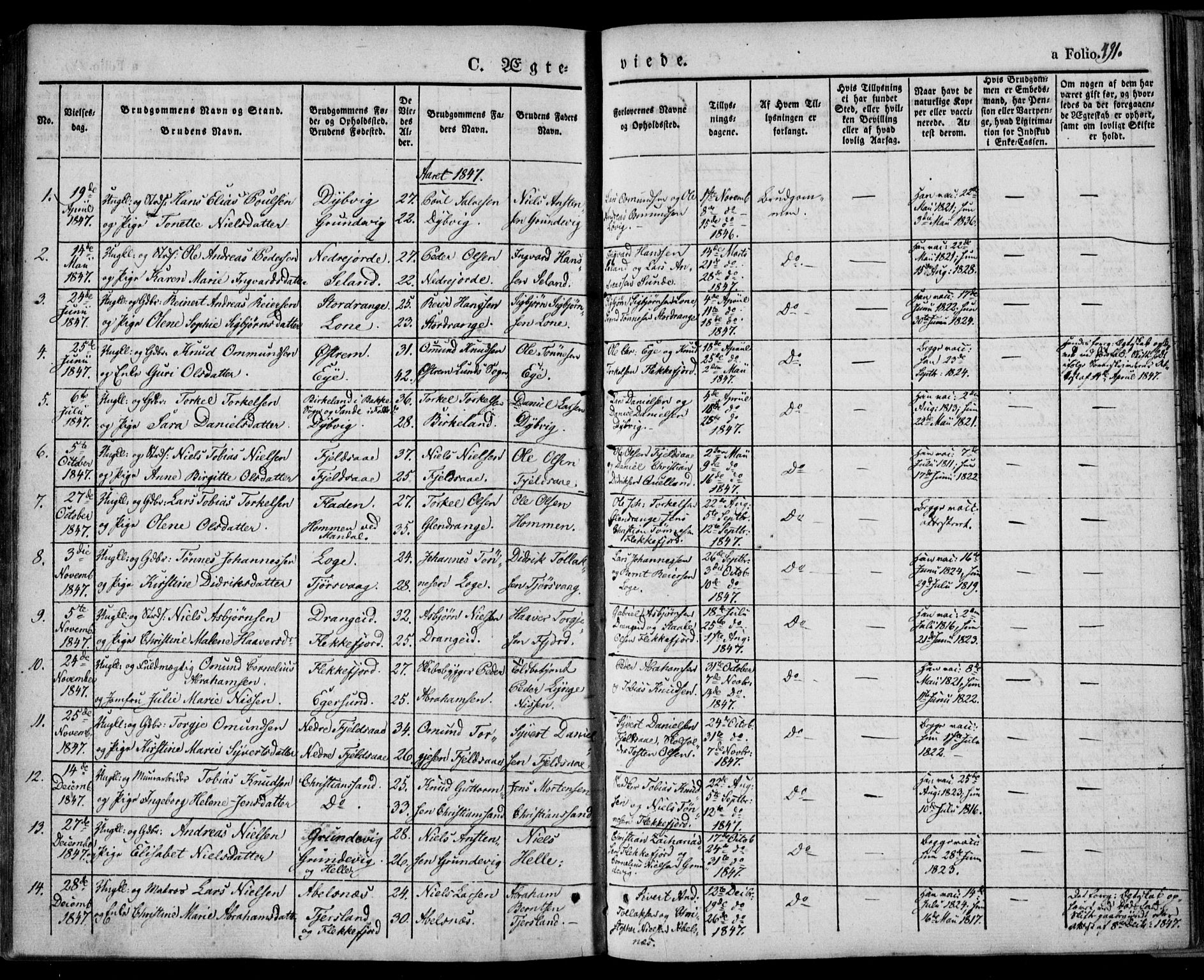 Flekkefjord sokneprestkontor, SAK/1111-0012/F/Fa/Fac/L0004: Parish register (official) no. A 4, 1841-1849, p. 491