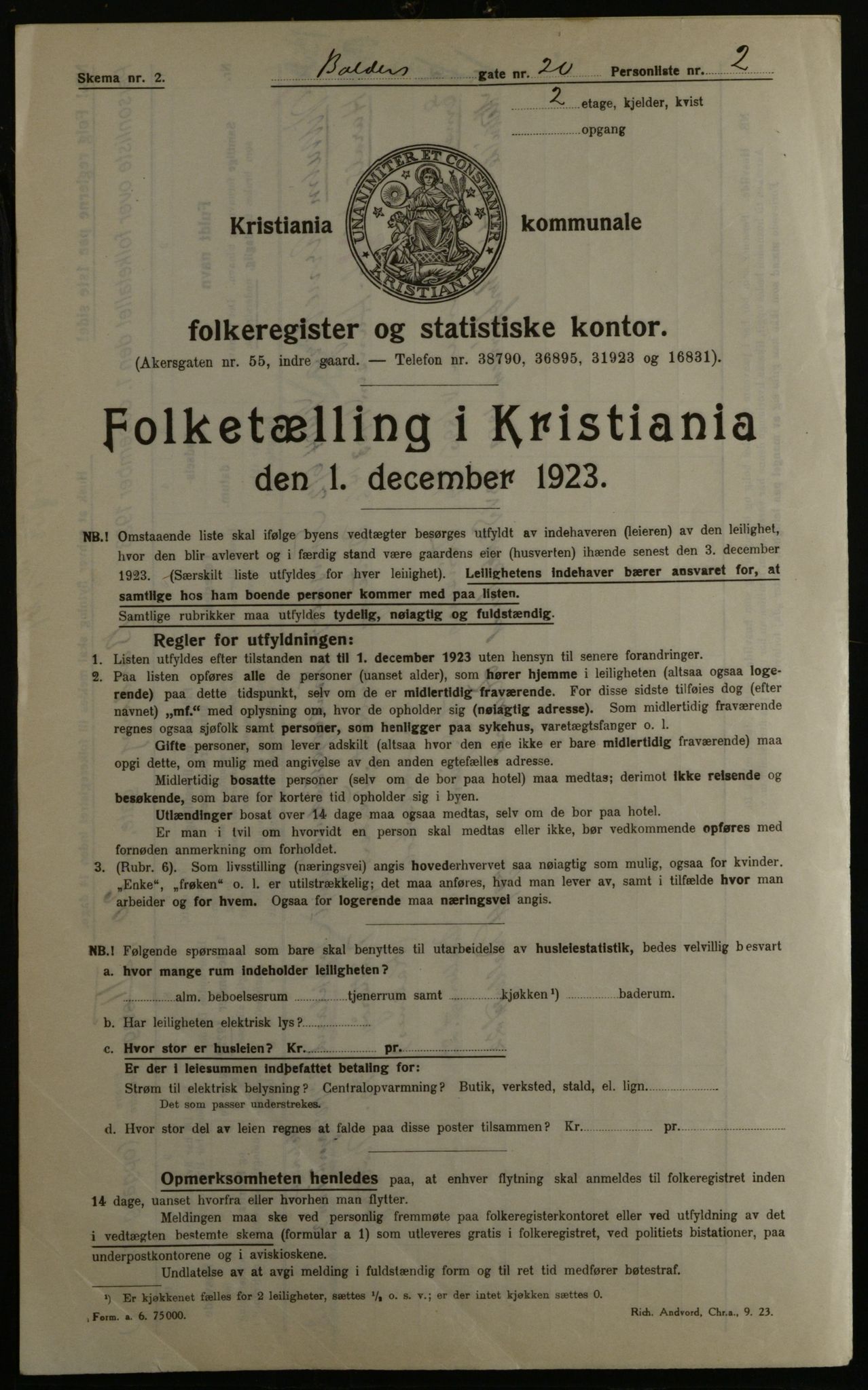 OBA, Municipal Census 1923 for Kristiania, 1923, p. 3948