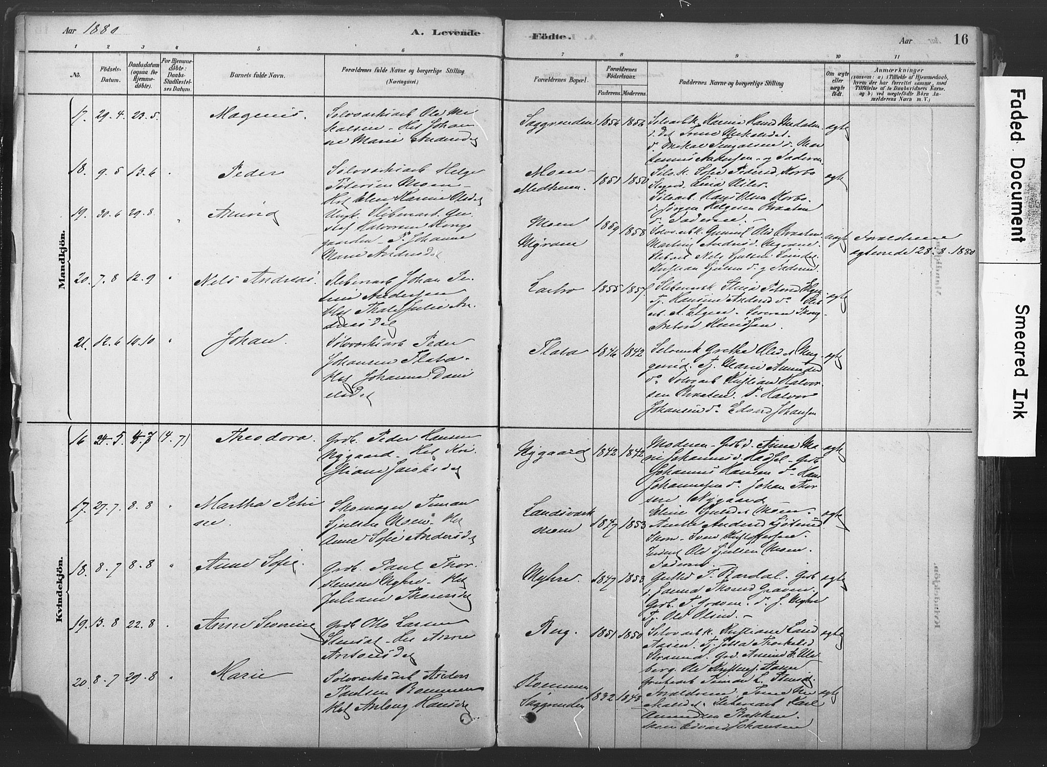 Sandsvær kirkebøker, AV/SAKO-A-244/F/Fd/L0001: Parish register (official) no. IV 1, 1878-1906, p. 16