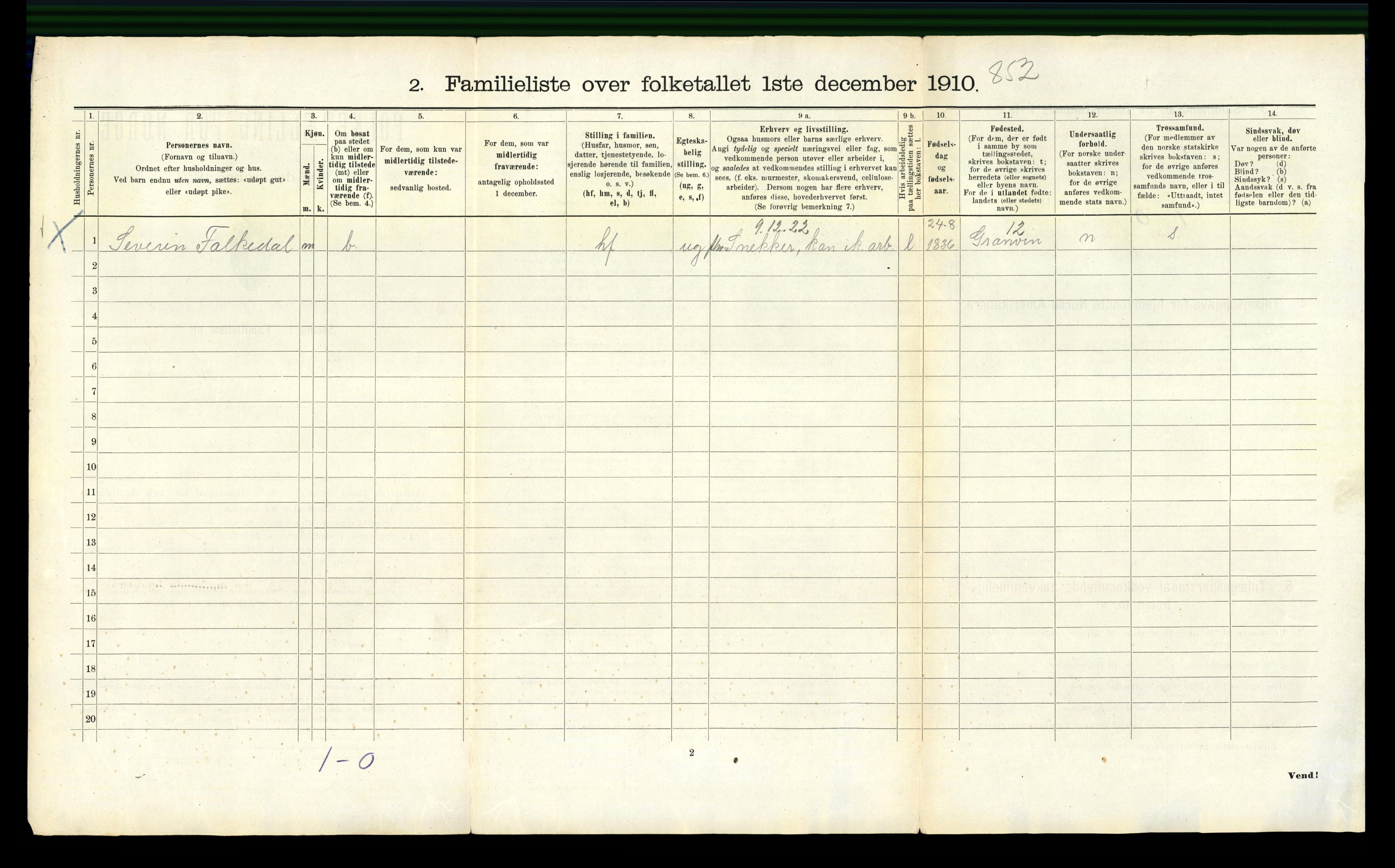 RA, 1910 census for Bergen, 1910, p. 3596