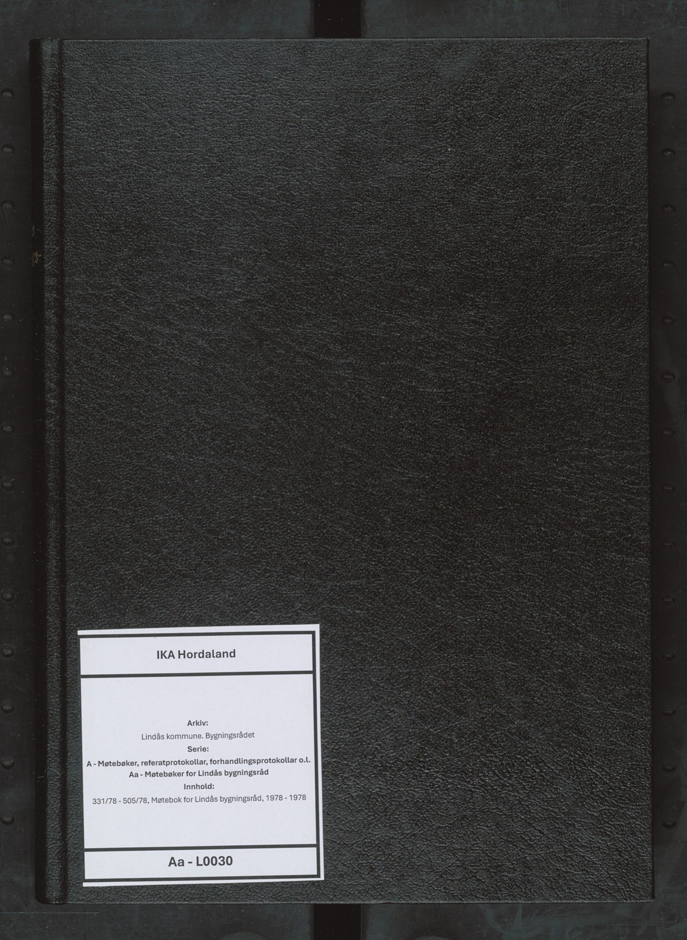 Lindås kommune. Bygningsrådet, IKAH/1263-511/A/Aa/L0030: Møtebok for Lindås bygningsråd, 1978