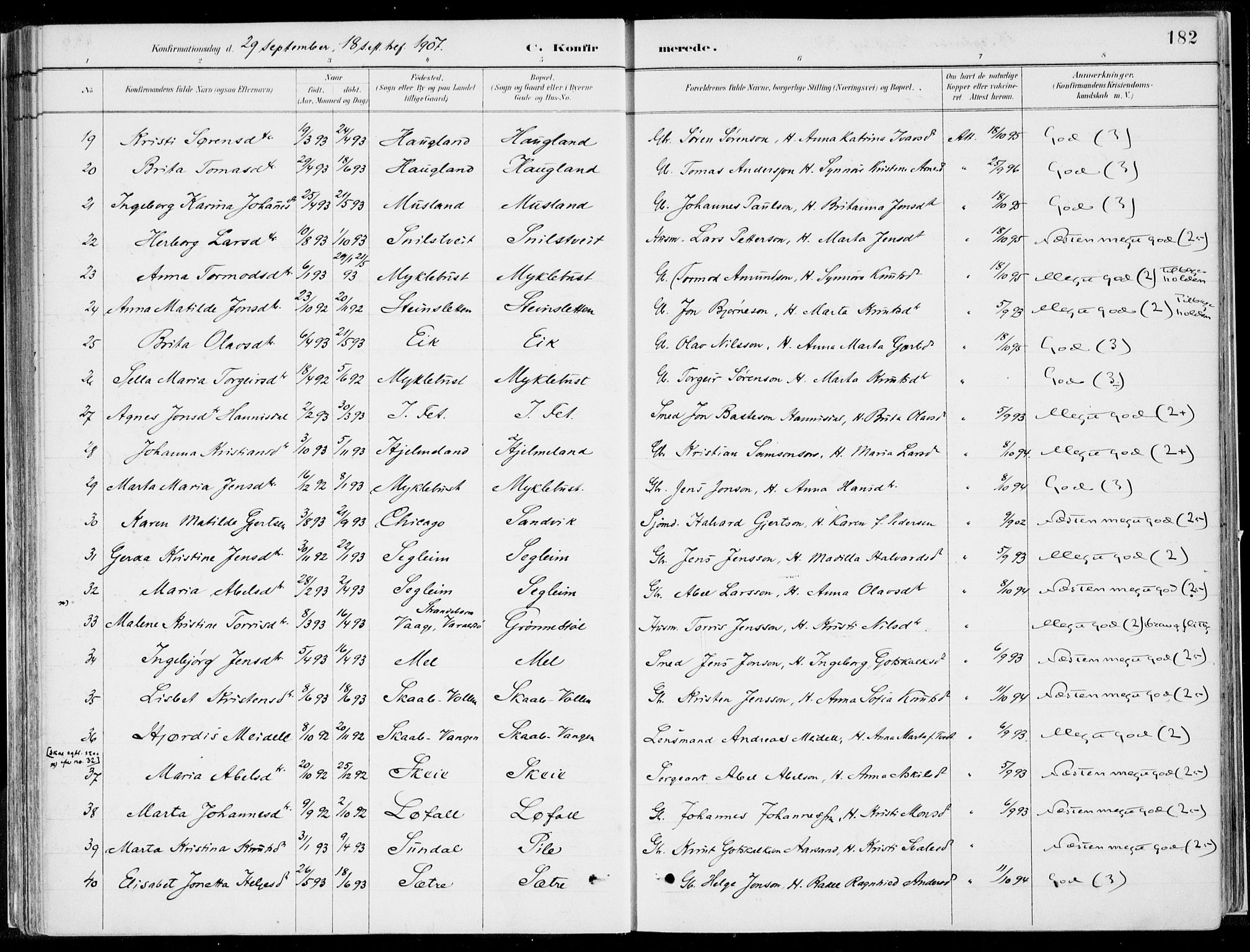 Kvinnherad sokneprestembete, SAB/A-76401/H/Haa: Parish register (official) no. B  1, 1887-1921, p. 182