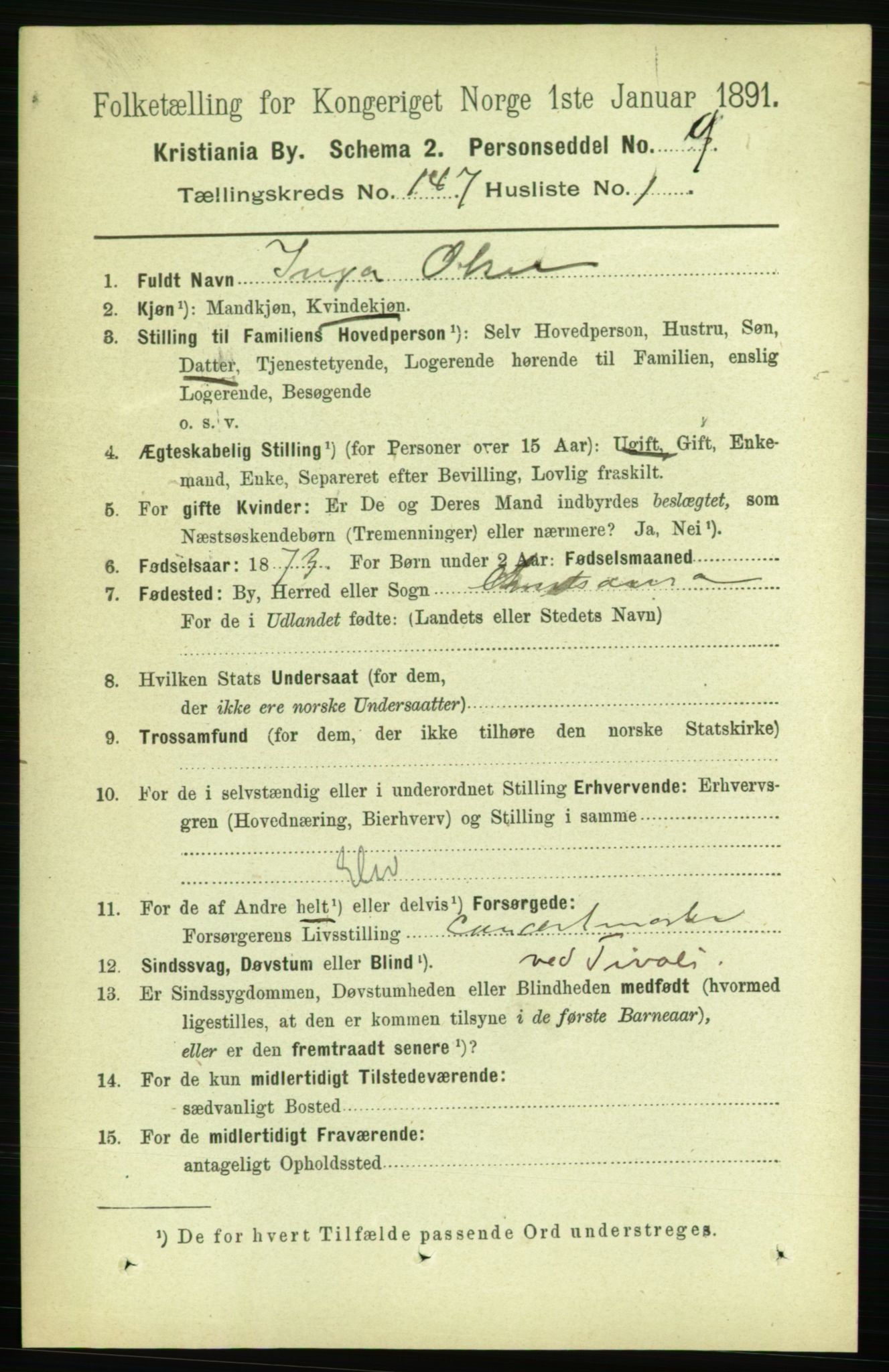 RA, 1891 census for 0301 Kristiania, 1891, p. 81602