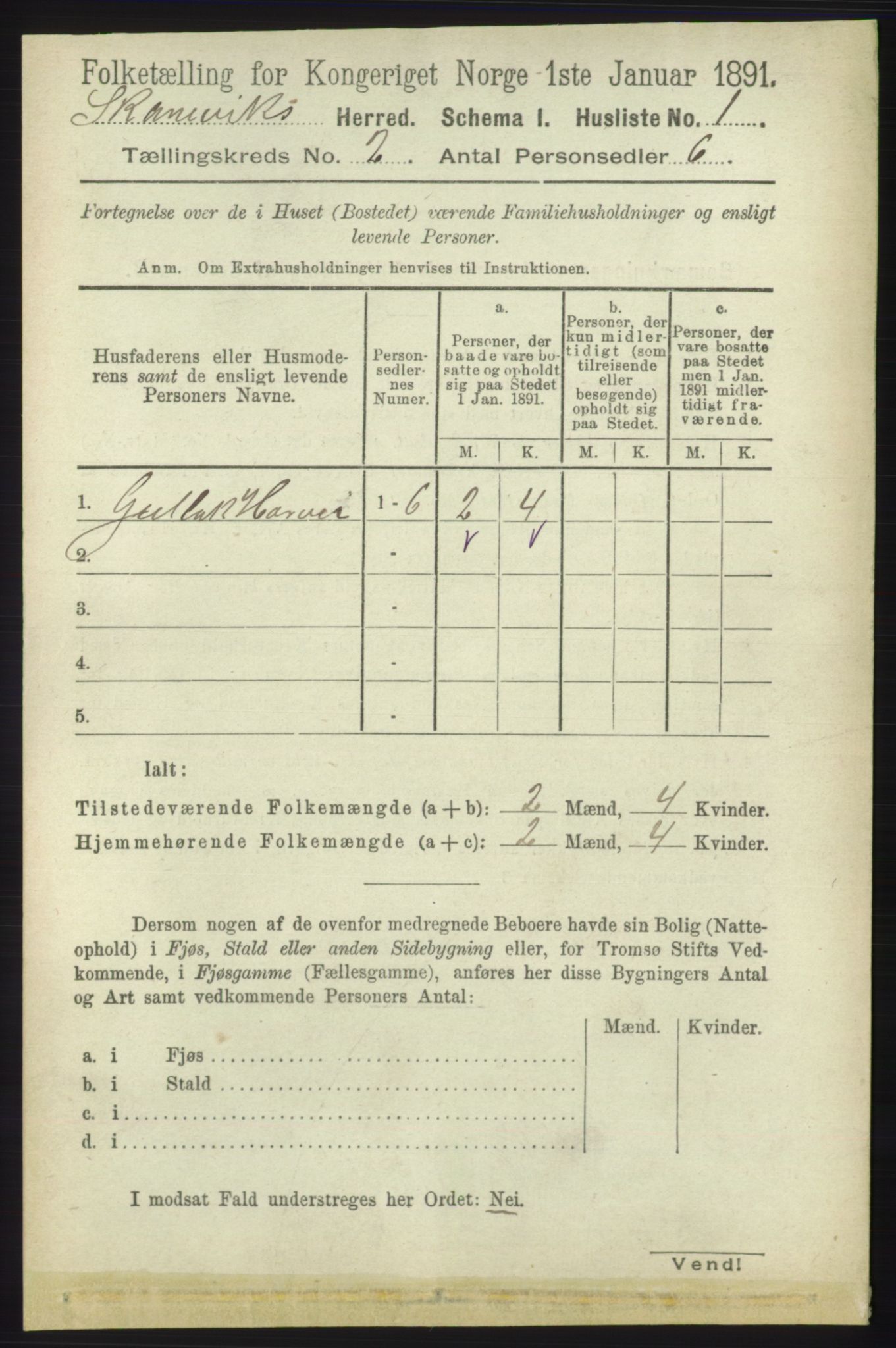 RA, 1891 census for 1212 Skånevik, 1891, p. 293