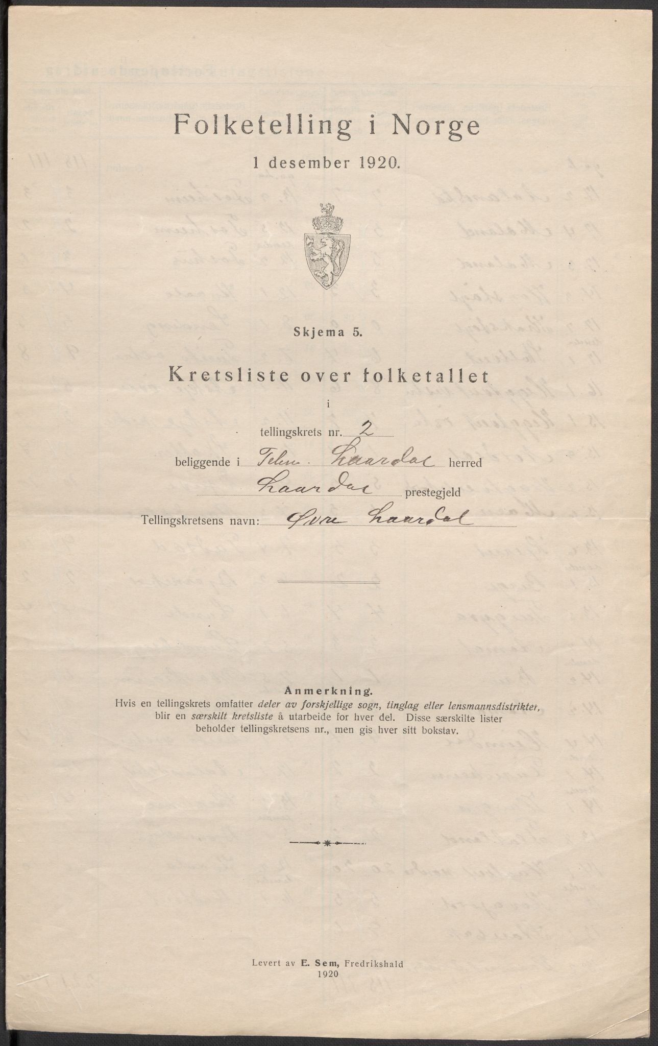 SAKO, 1920 census for Lårdal, 1920, p. 14