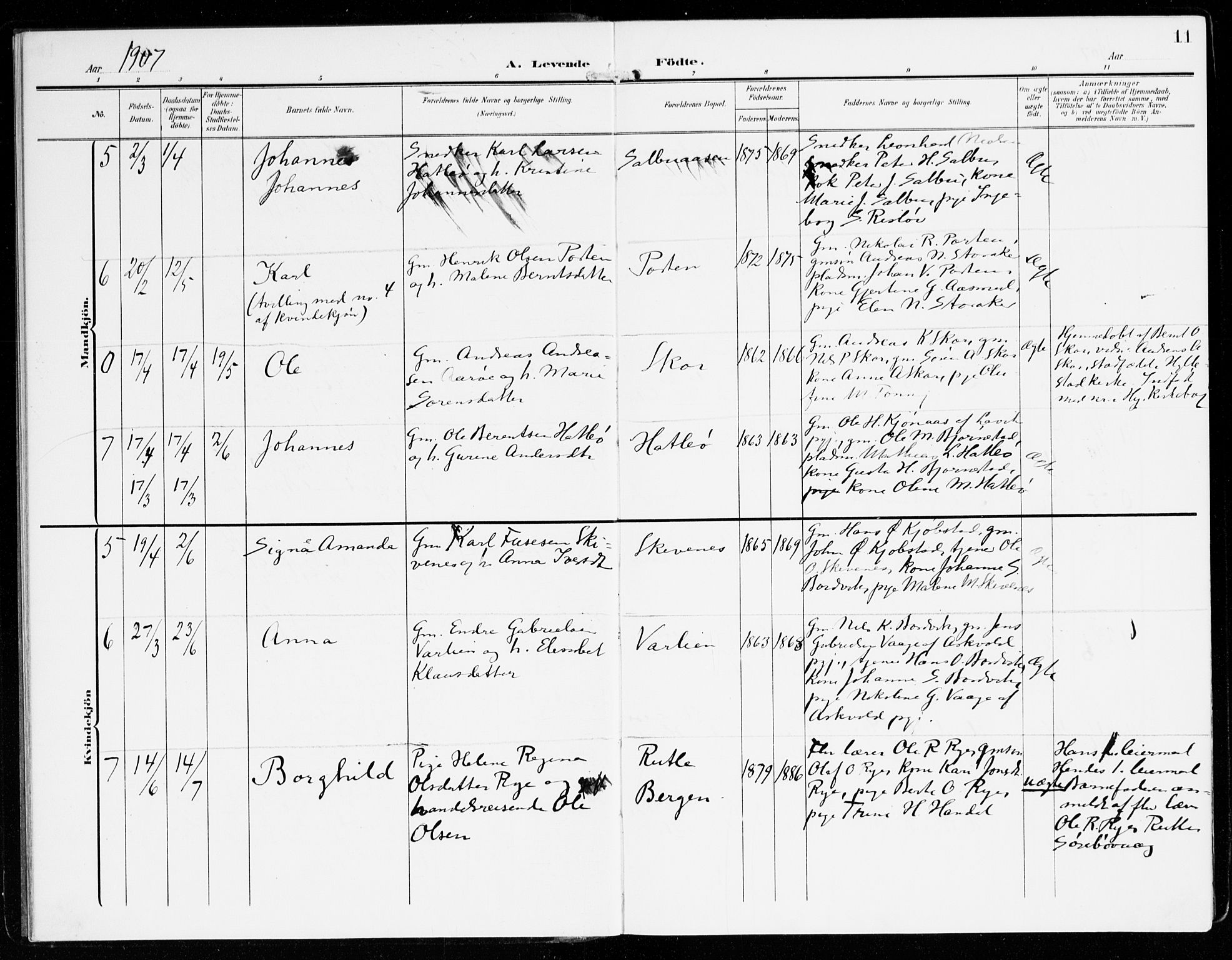 Hyllestad sokneprestembete, AV/SAB-A-80401: Parish register (official) no. D 2, 1905-1919, p. 11