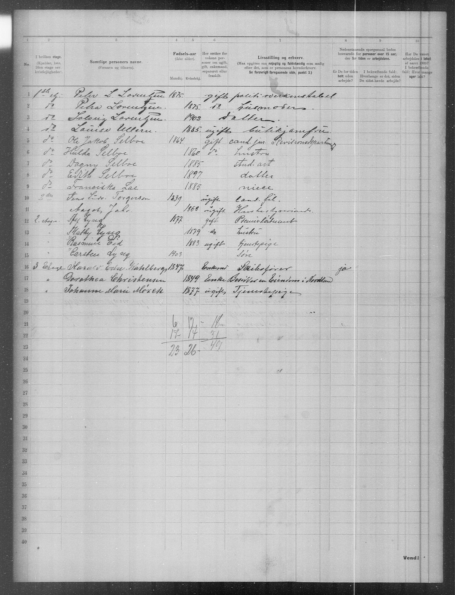 OBA, Municipal Census 1903 for Kristiania, 1903, p. 5989