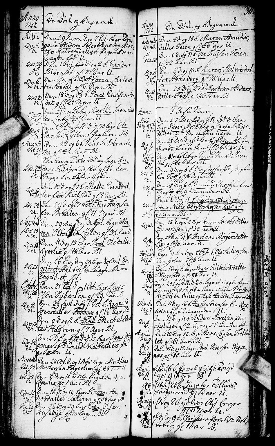 Aurskog prestekontor Kirkebøker, SAO/A-10304a/F/Fa/L0002: Parish register (official) no. I 2, 1735-1766, p. 311
