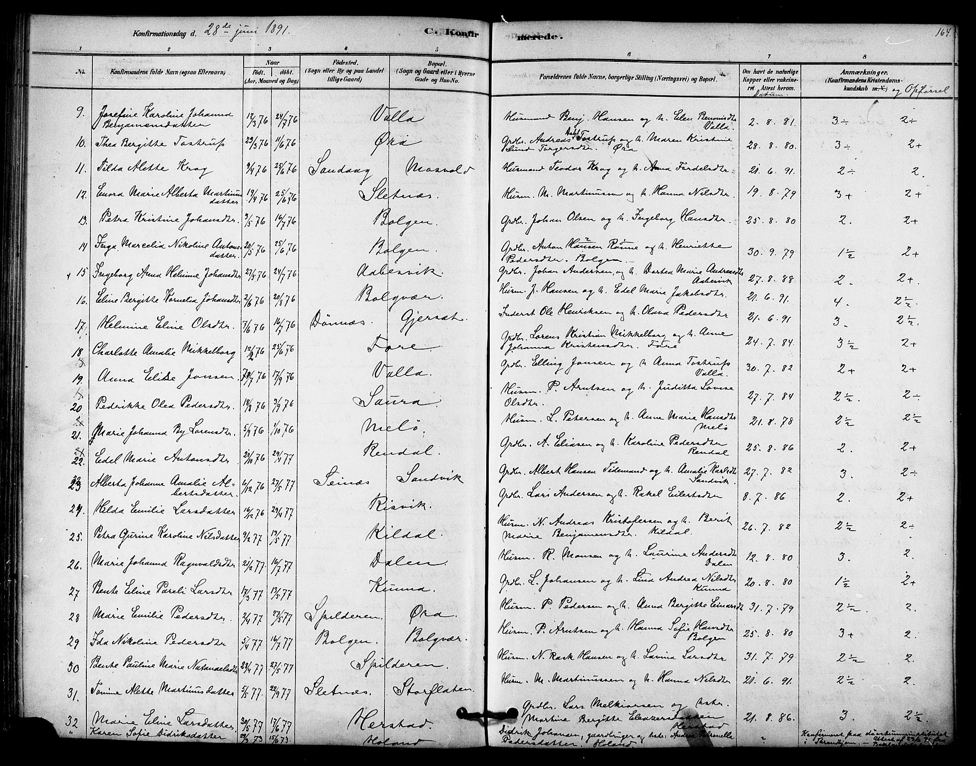 Ministerialprotokoller, klokkerbøker og fødselsregistre - Nordland, AV/SAT-A-1459/843/L0626: Parish register (official) no. 843A01, 1878-1907, p. 164