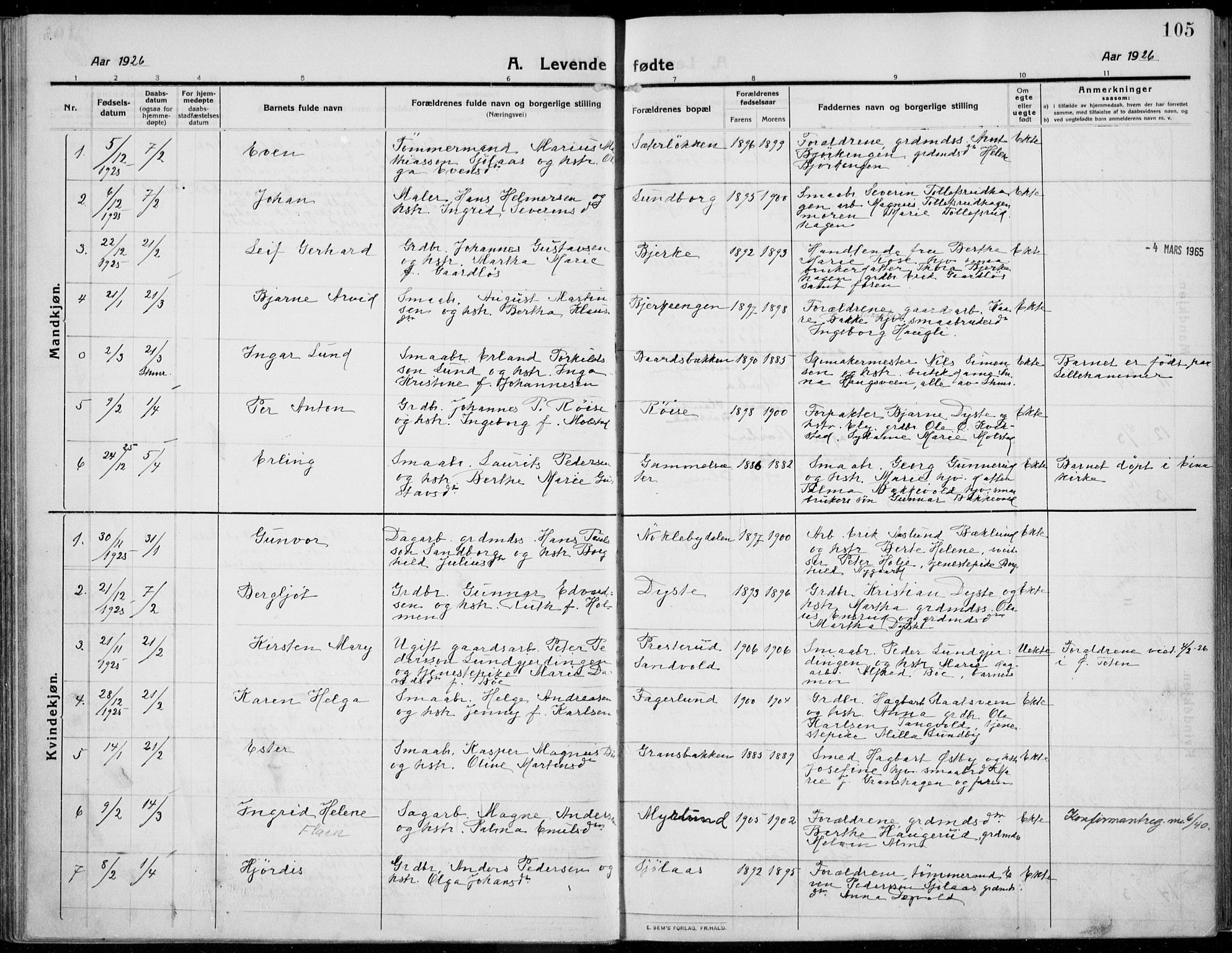 Kolbu prestekontor, SAH/PREST-110/H/Ha/Haa/L0002: Parish register (official) no. 2, 1912-1926, p. 105