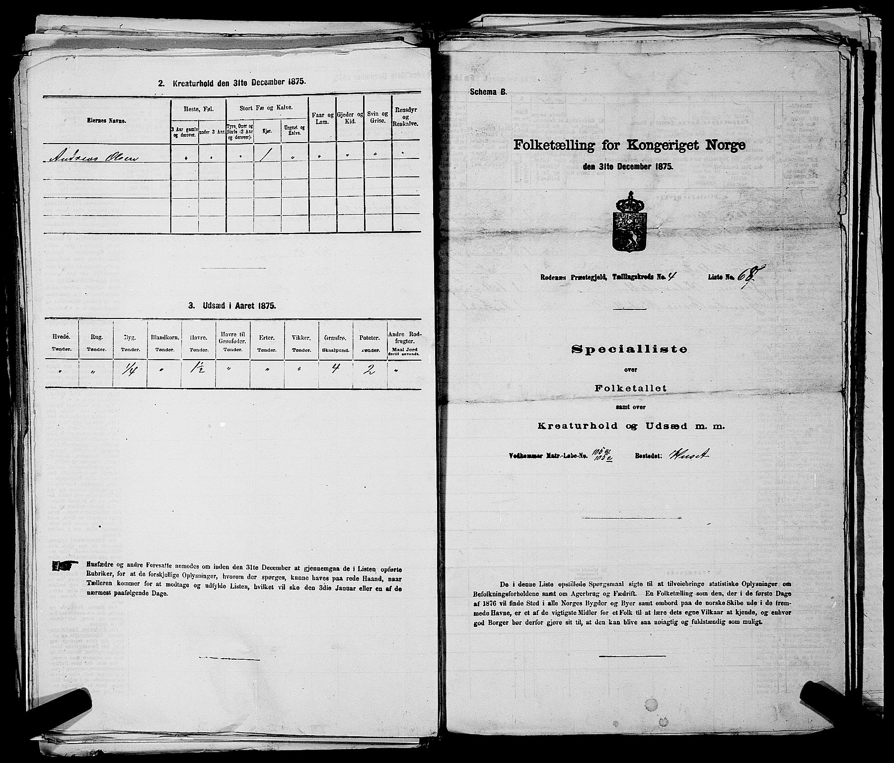 RA, 1875 census for 0120P Rødenes, 1875, p. 643