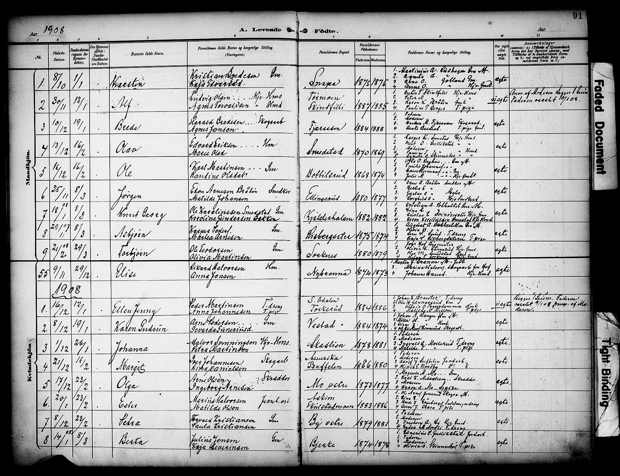 Grue prestekontor, SAH/PREST-036/H/Ha/Haa/L0013: Parish register (official) no. 13, 1898-1910, p. 91