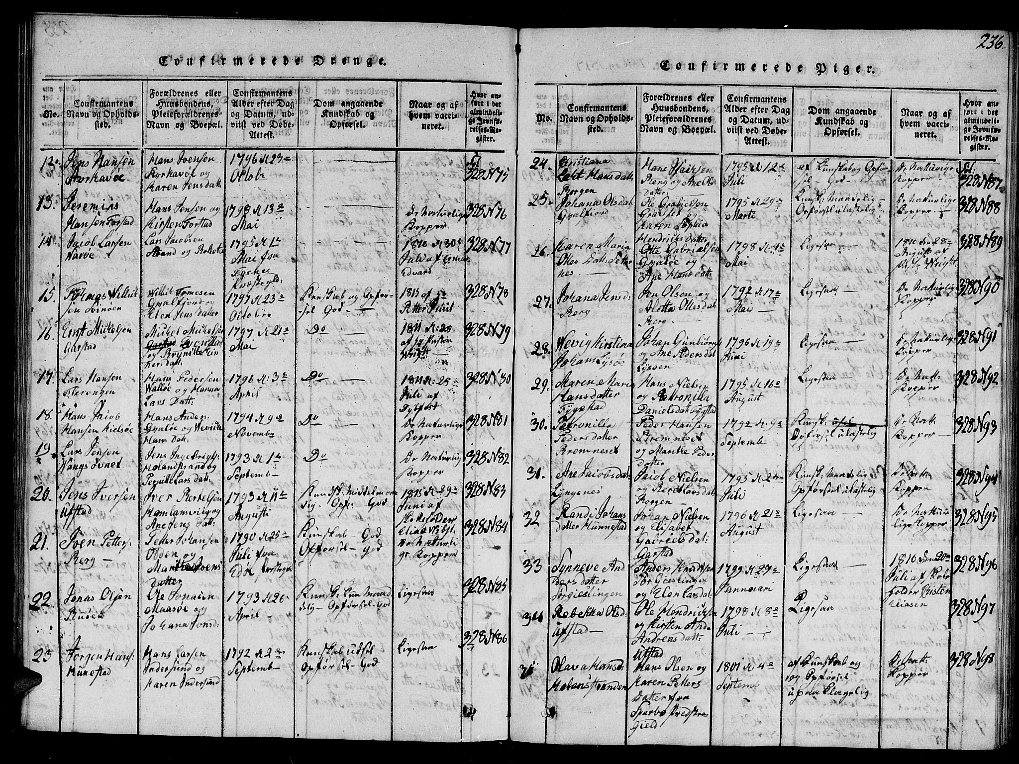 Ministerialprotokoller, klokkerbøker og fødselsregistre - Nord-Trøndelag, SAT/A-1458/784/L0679: Parish register (copy) no. 784C01 /1, 1816-1822, p. 236