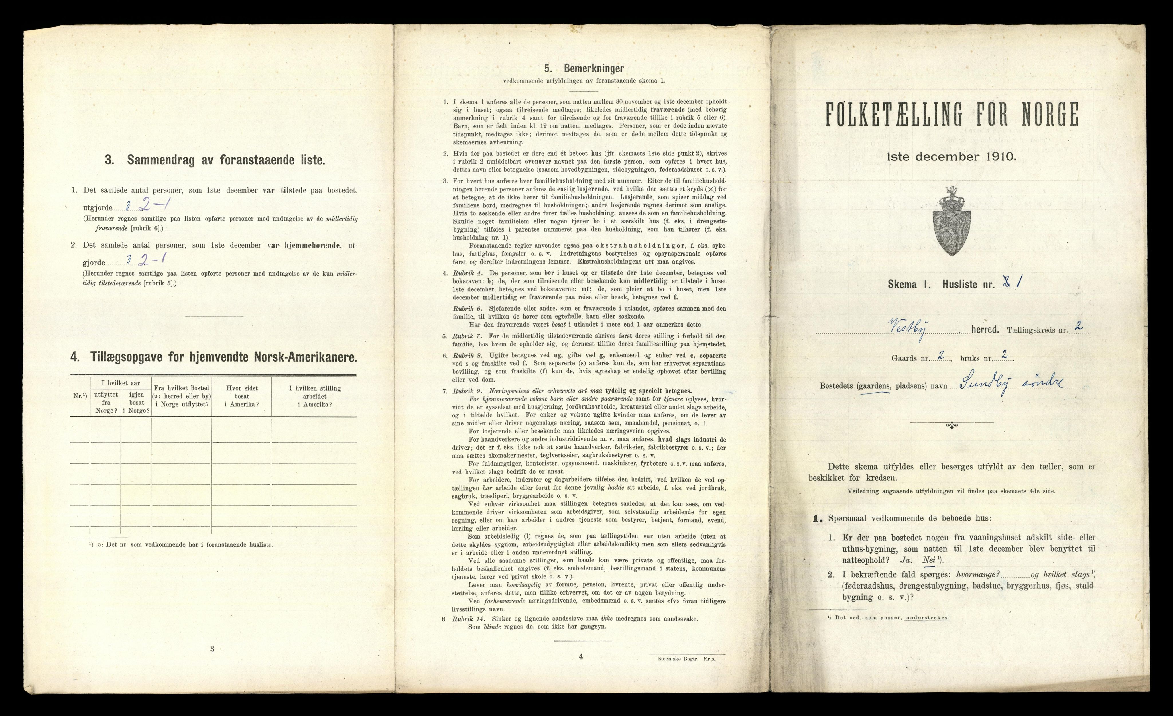 RA, 1910 census for Vestby, 1910, p. 375