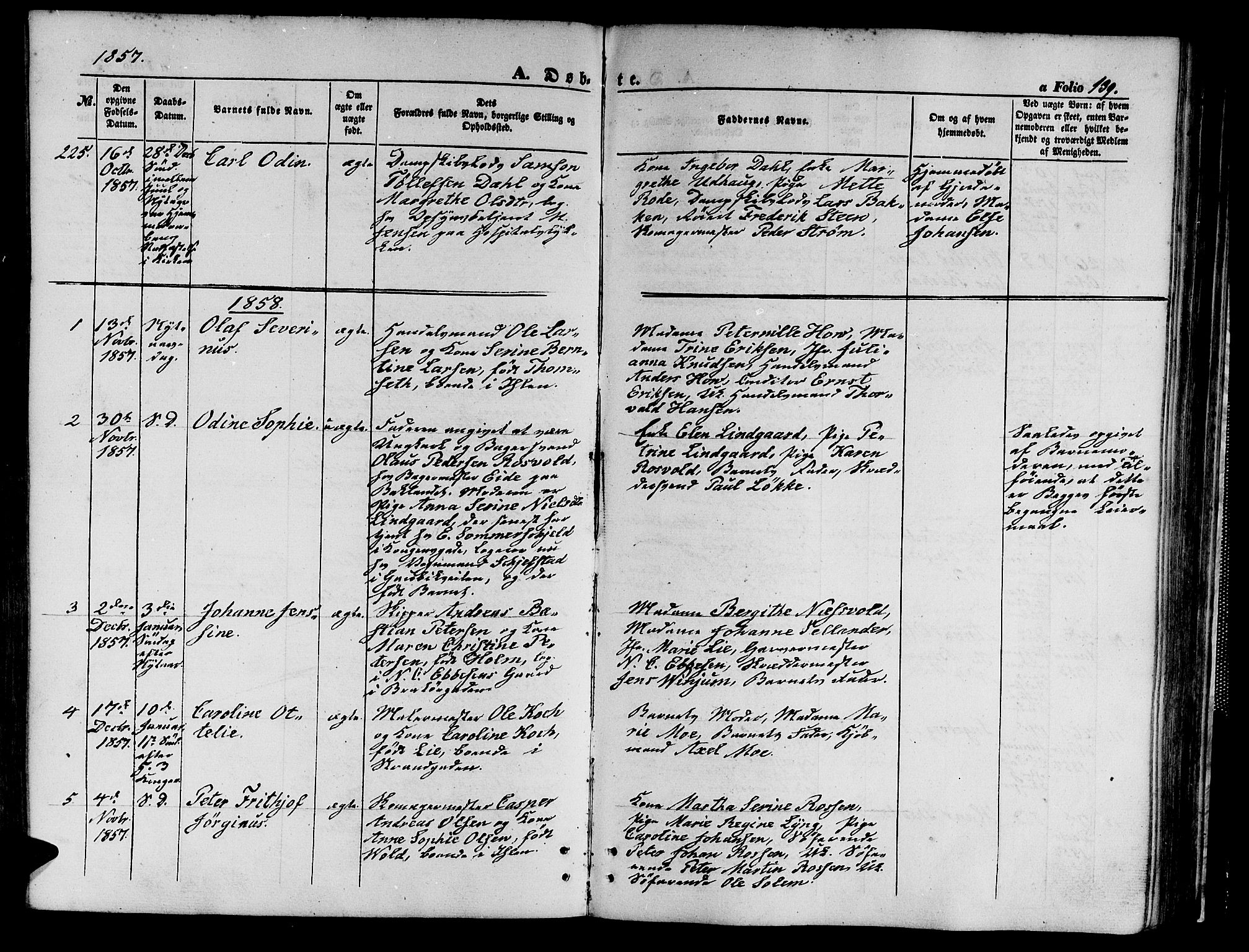 Ministerialprotokoller, klokkerbøker og fødselsregistre - Sør-Trøndelag, SAT/A-1456/602/L0138: Parish register (copy) no. 602C06, 1853-1858, p. 139