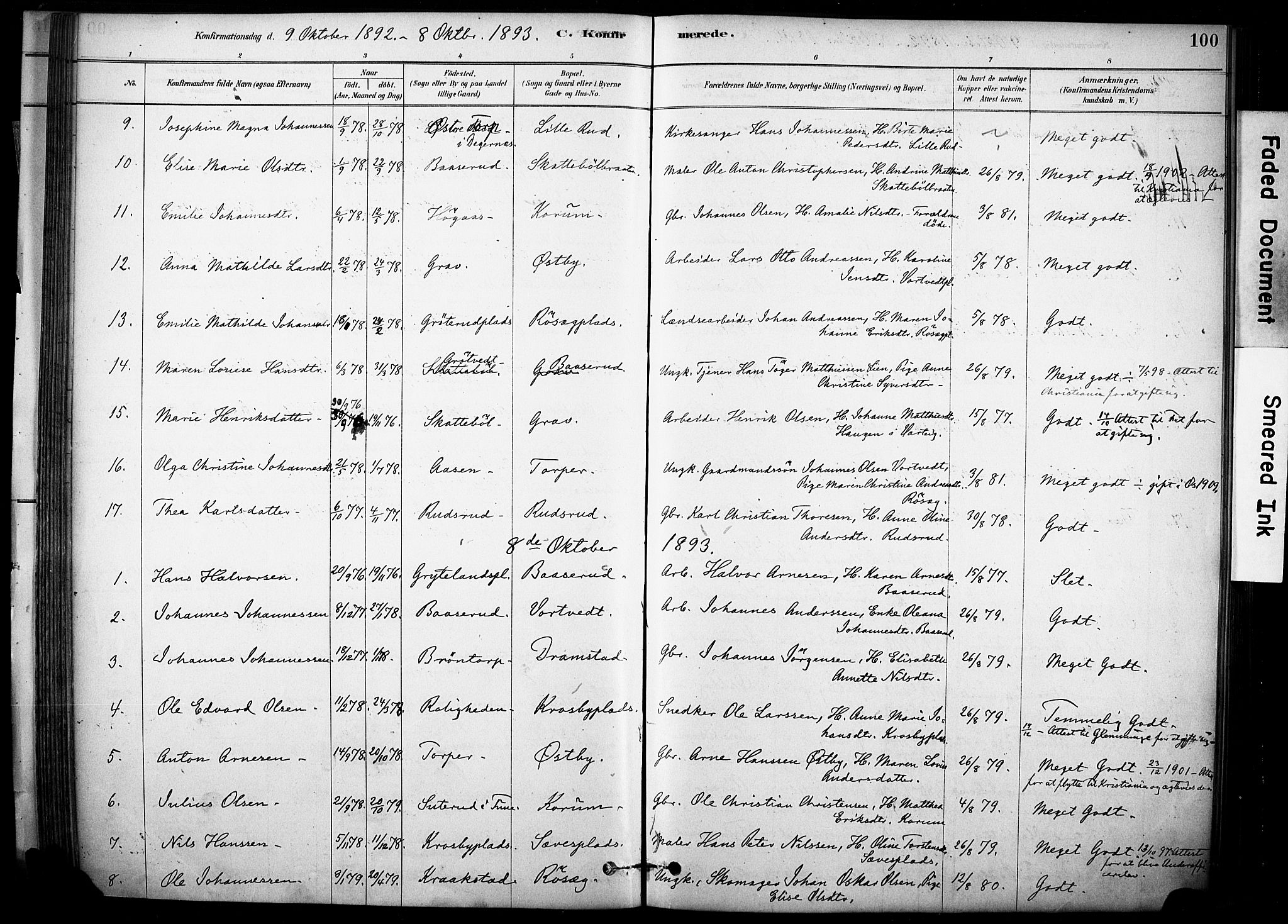 Rakkestad prestekontor Kirkebøker, SAO/A-2008/F/Fc/L0001: Parish register (official) no. III 1, 1878-1905, p. 100