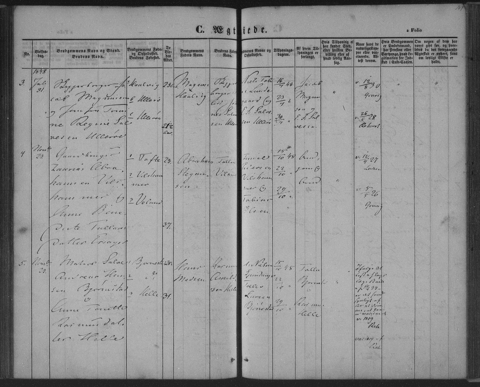 Herad sokneprestkontor, AV/SAK-1111-0018/F/Fa/Fab/L0003: Parish register (official) no. A 3, 1844-1853, p. 167