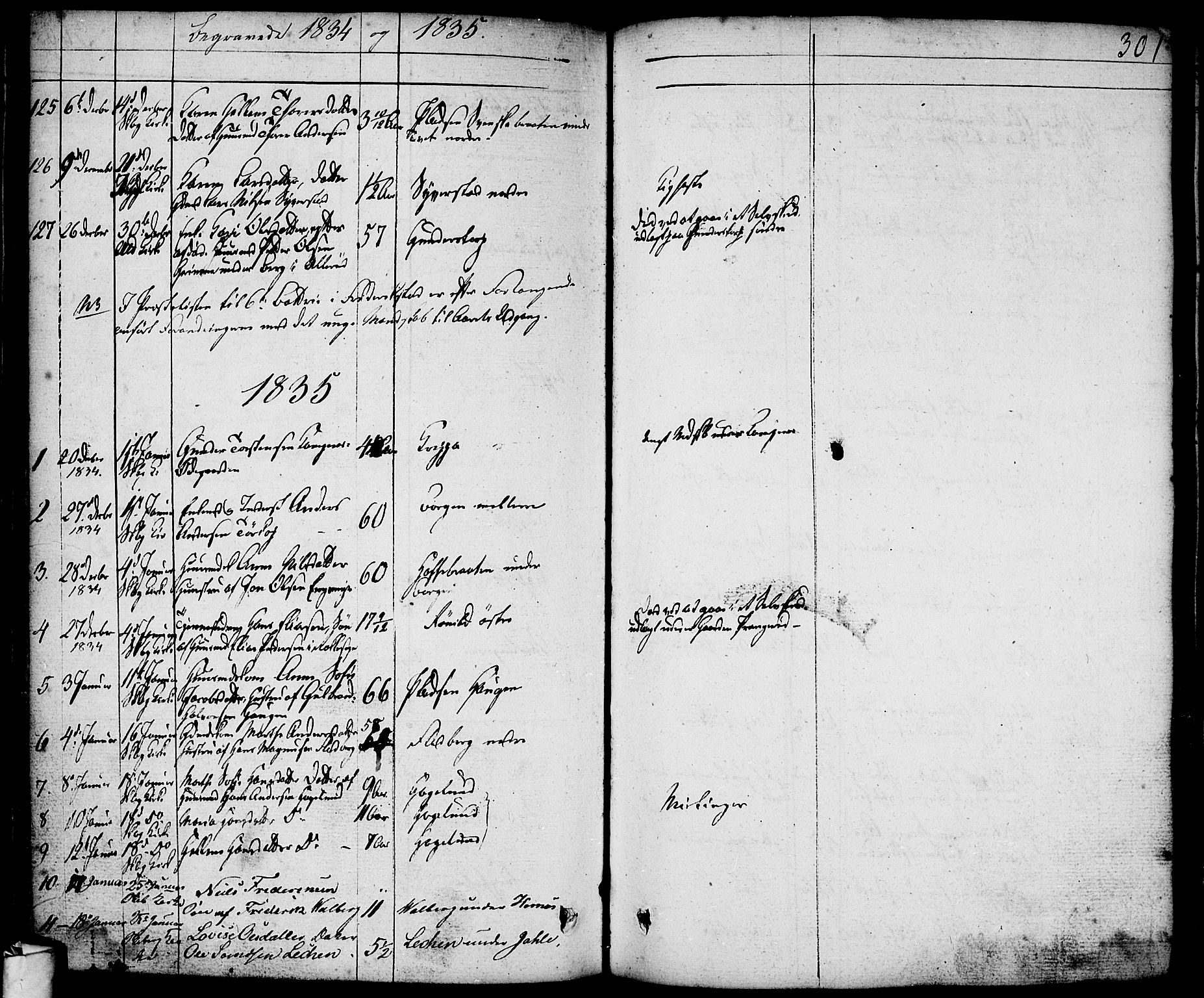 Skjeberg prestekontor Kirkebøker, AV/SAO-A-10923/F/Fa/L0005: Parish register (official) no. I 5, 1830-1845, p. 301